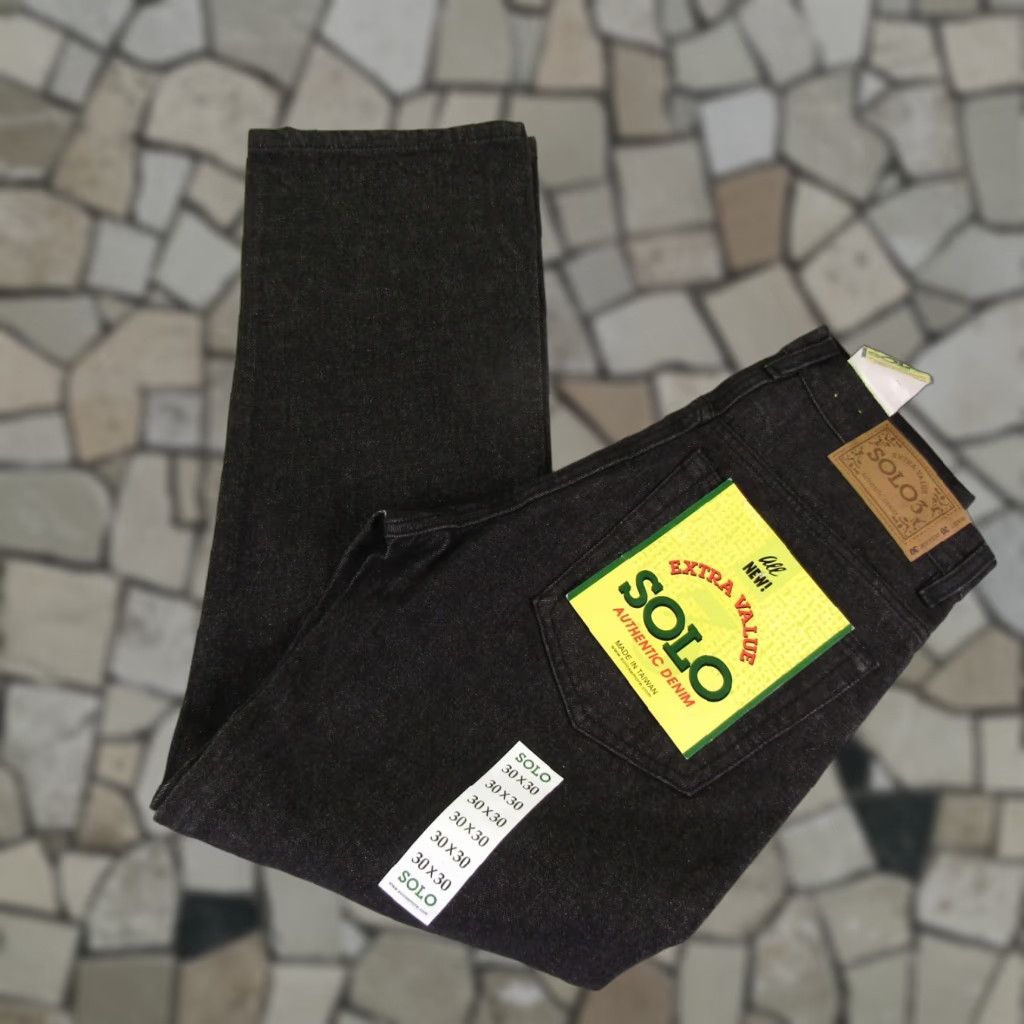 VINTAGE Solo Semore Jeans Men 30x30 Black Denim Baggy Straight Deadstock Y2K 90s Jeans Mens Regular Black 30 30