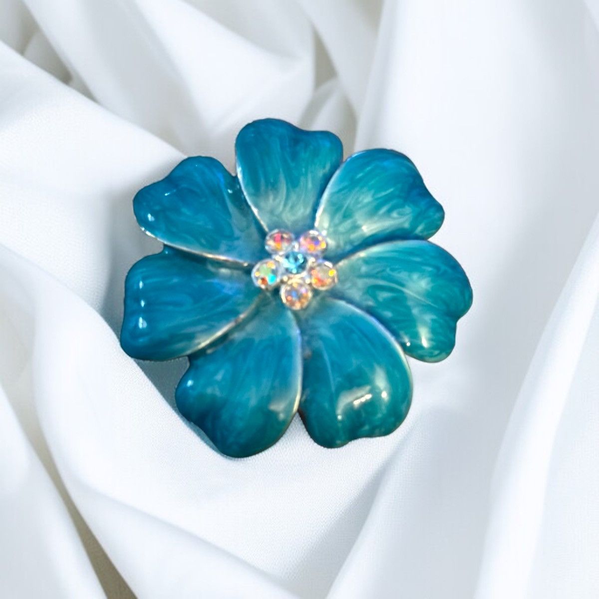 Vintage Vintage teal enamel flower brooch Size ONE SIZE - 1 Thumbnail