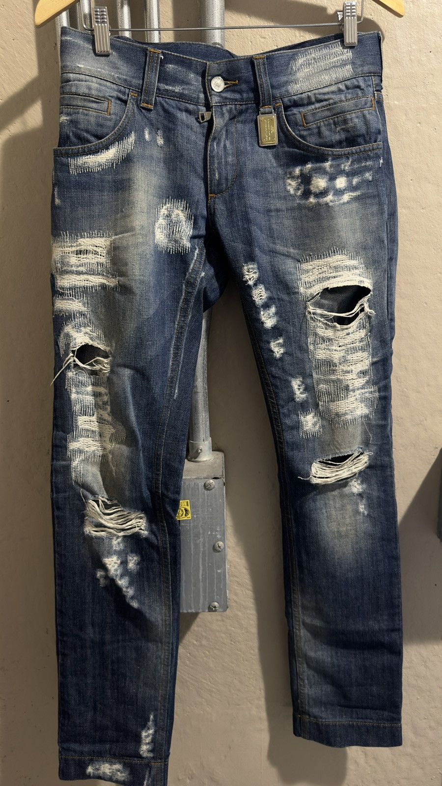 Dolce & Gabbana Dolce&Gabbana damage repair denim gold silver plaque Size US 30 / EU 46 - 1 Thumbnail