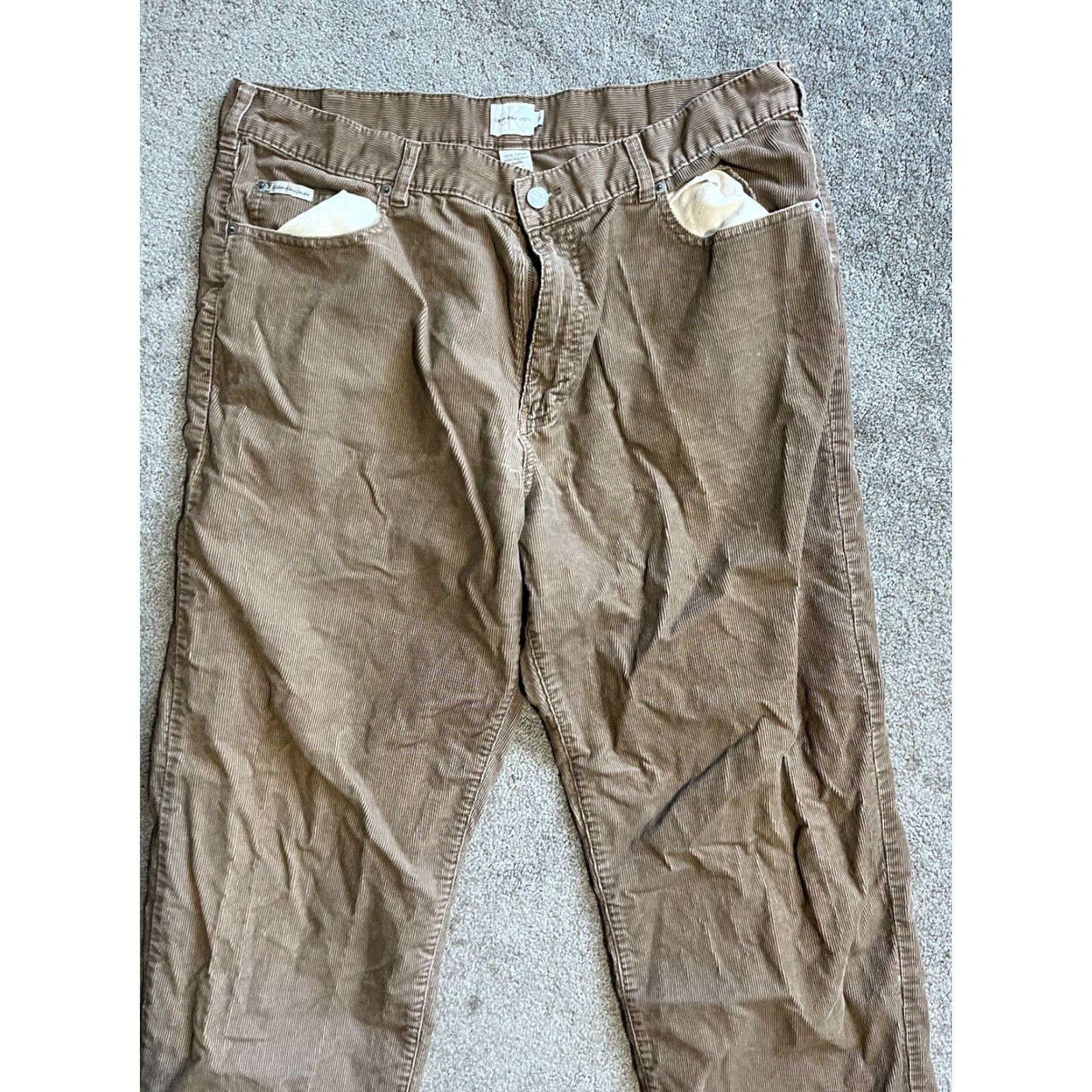 Calvin Klein Vintage Calvin Klein Pants Mens 38x30 Brown Corduroy Chino Straight Leg Casual Khaki Size US 38 / EU 54 - 2 Thumbnail