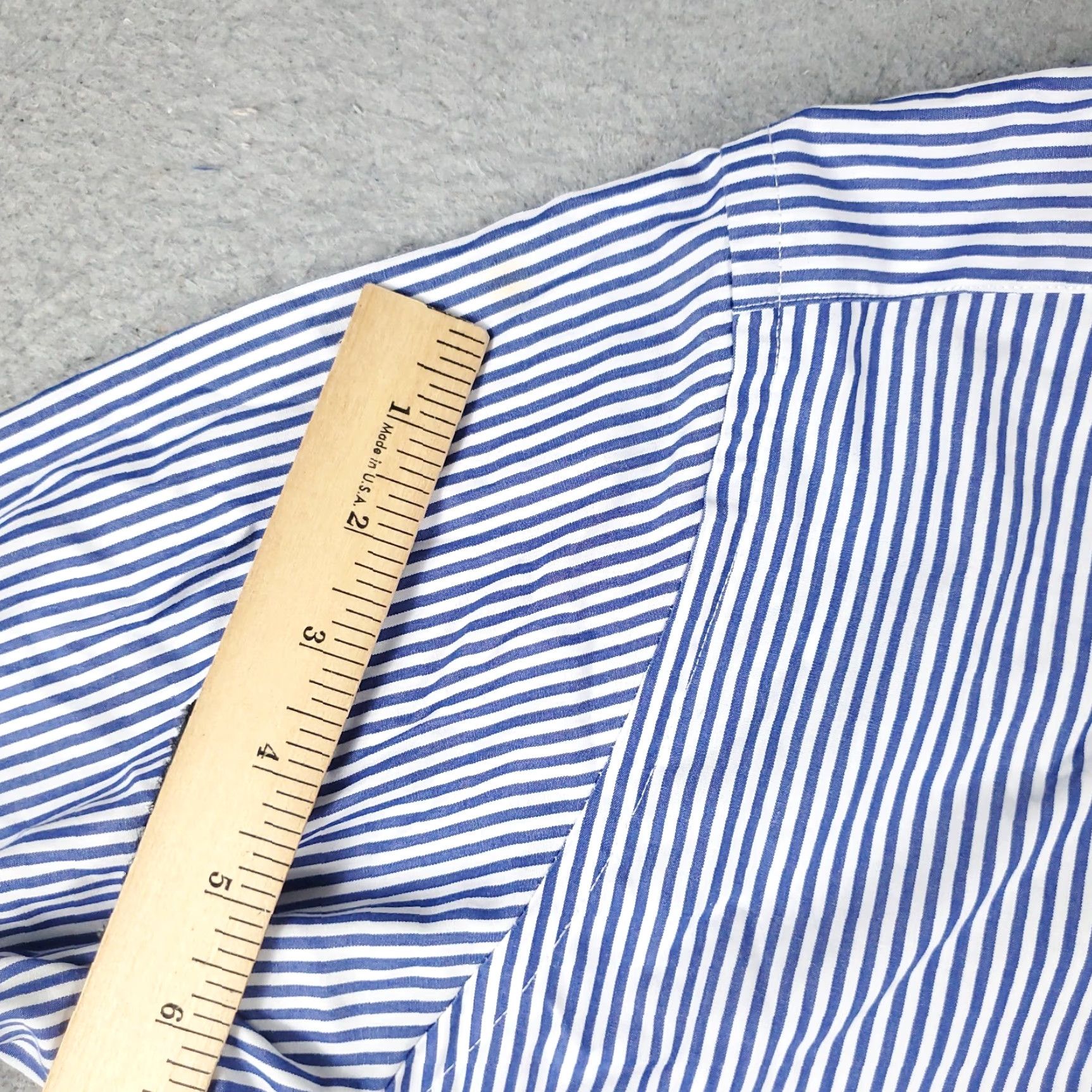 Ralph Lauren Ralph Lauren Dress Shirt Men 16 Blue Striped Button Up Long Sleeve Non-Iron Pockets 100% Cotton Modern Classic Mens Size 42R - 7 Thumbnail