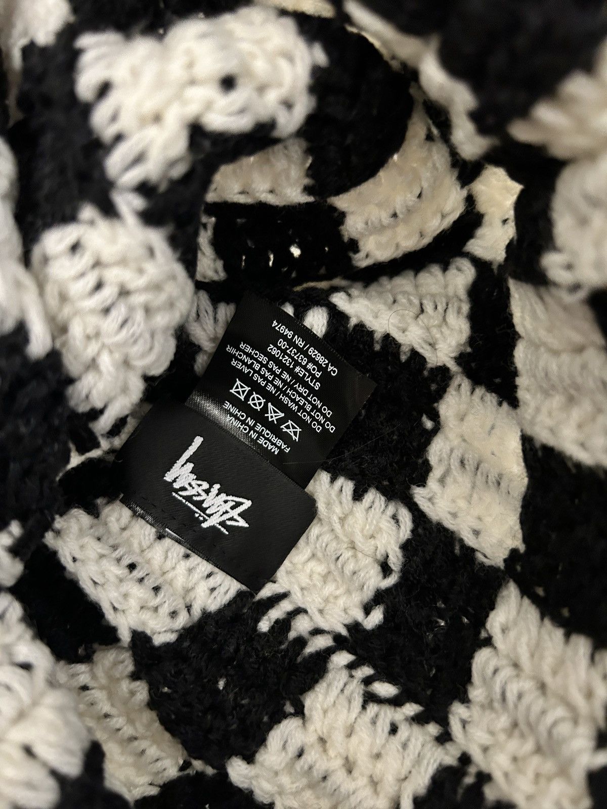 Stussy stussy crochet checker beanie - white/black Size ONE SIZE - 5 Thumbnail