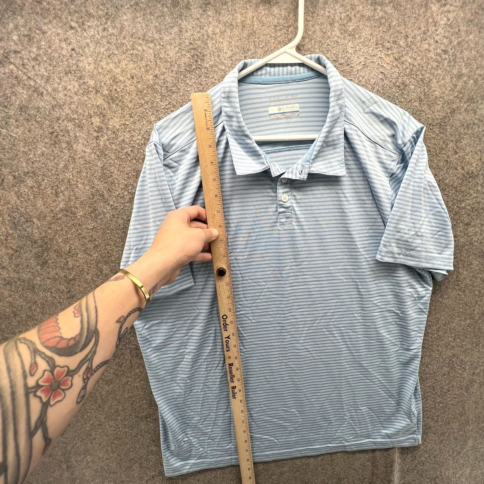Vintage Columbia Polo Shirt Mens Large Blue Stripe Omni-Wick Golf Performance Casual Size US L / EU 52-54 / 3 - 7 Thumbnail