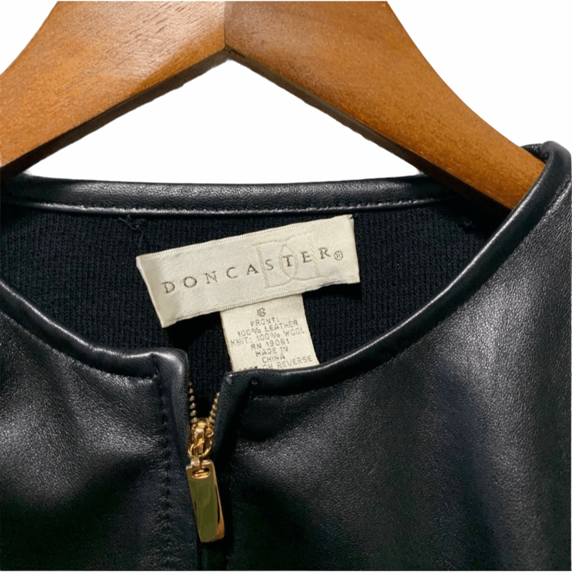 Other Doncaster 100% Leather & Wool Gold Detail Luxury Jacket S Size S / US 4 / IT 40 - 5 Thumbnail