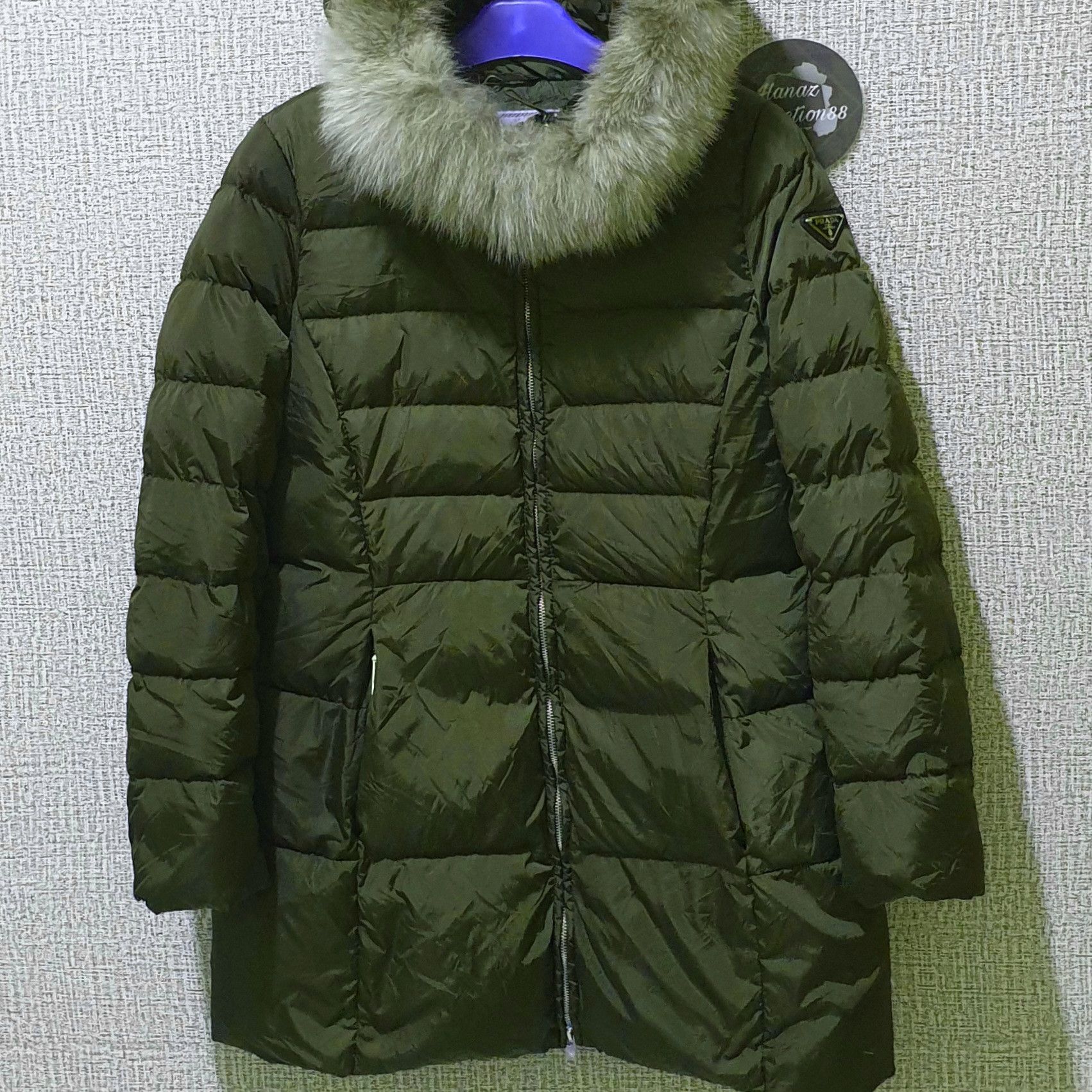 image of Prada Goose Down Feather Puffer Winter Coat Jacket in Army Khaki, Women's (Size XS)
