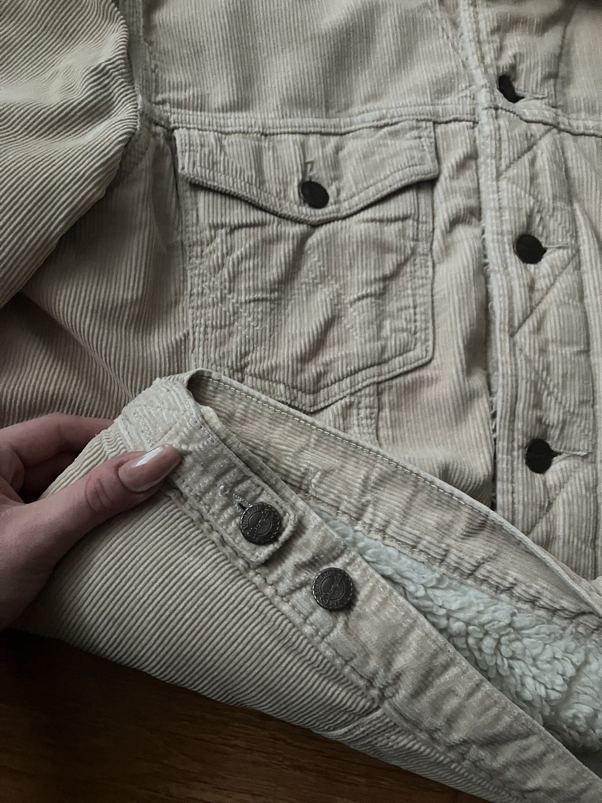 Vintage × Wrangler Beige Warm Wrangler Sherpa Jacket Winter Corduroy Vintage Size M / US 6-8 / IT 42-44 - 8 Thumbnail