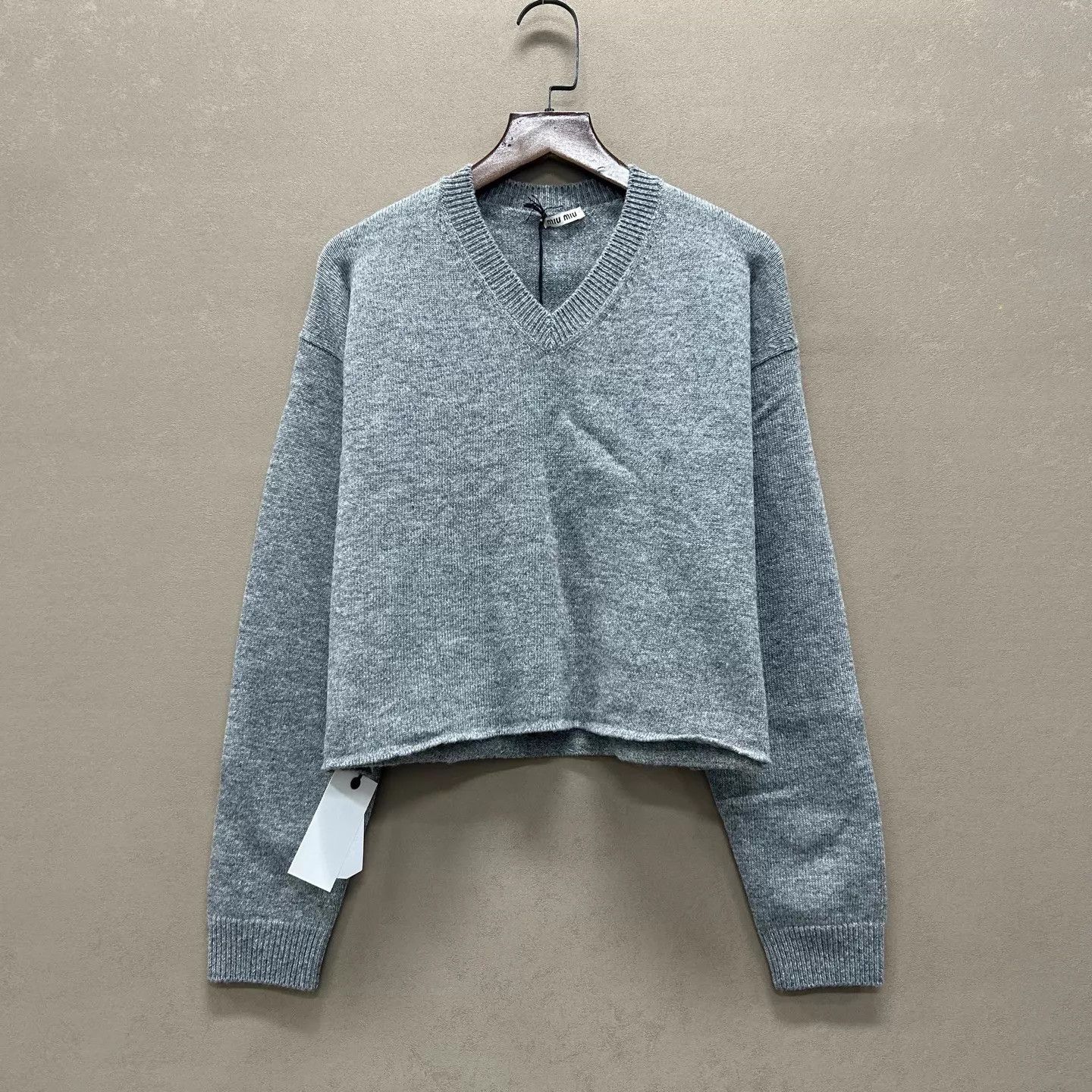 Miu Miu Miu Miu Gray V-neck Wool Sweater NWT IT 42 Size M / US 6-8 / IT 42-44 - 1 Thumbnail