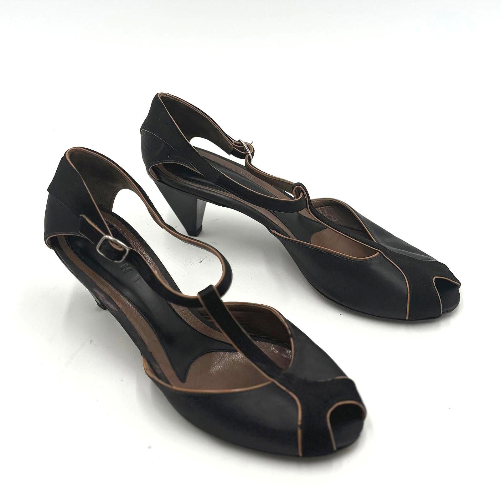 Marni MARNI Satin Peep-Toe Pumps Architectural Heel Size 9W Size US 9 / IT 39 - 4 Thumbnail
