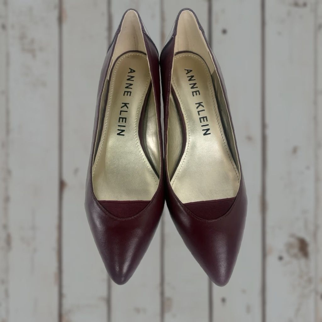 Anne Klein Anne Klein Iflex Marchino Burgandy Pointed Toe Kitten Heels Womens Size 8M Shoes Pump Band City Going Out Workwear Size US 8 / IT 38 - 1 Thumbnail