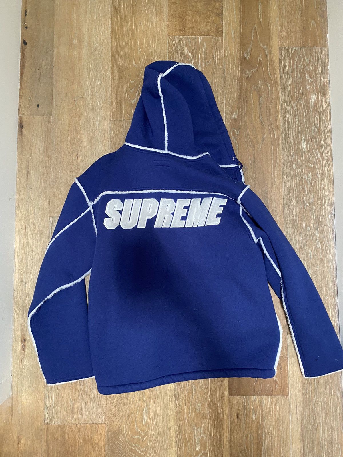 Supreme Supreme F/W 21 blue Faux Shearling Hooded Jacket Size US M / EU 48-50 / 2 - 2 Thumbnail