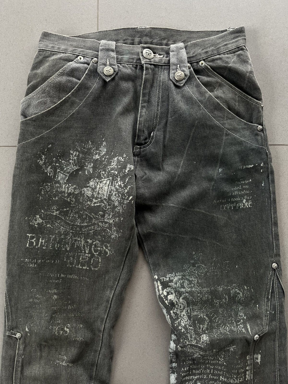 5351 POUR LES HOMMES JAPANESE BERNINGS SHO FLARE PANTS POEM GOTHIC DENIM VKEI Size US 30 / EU 46 - 3 Thumbnail