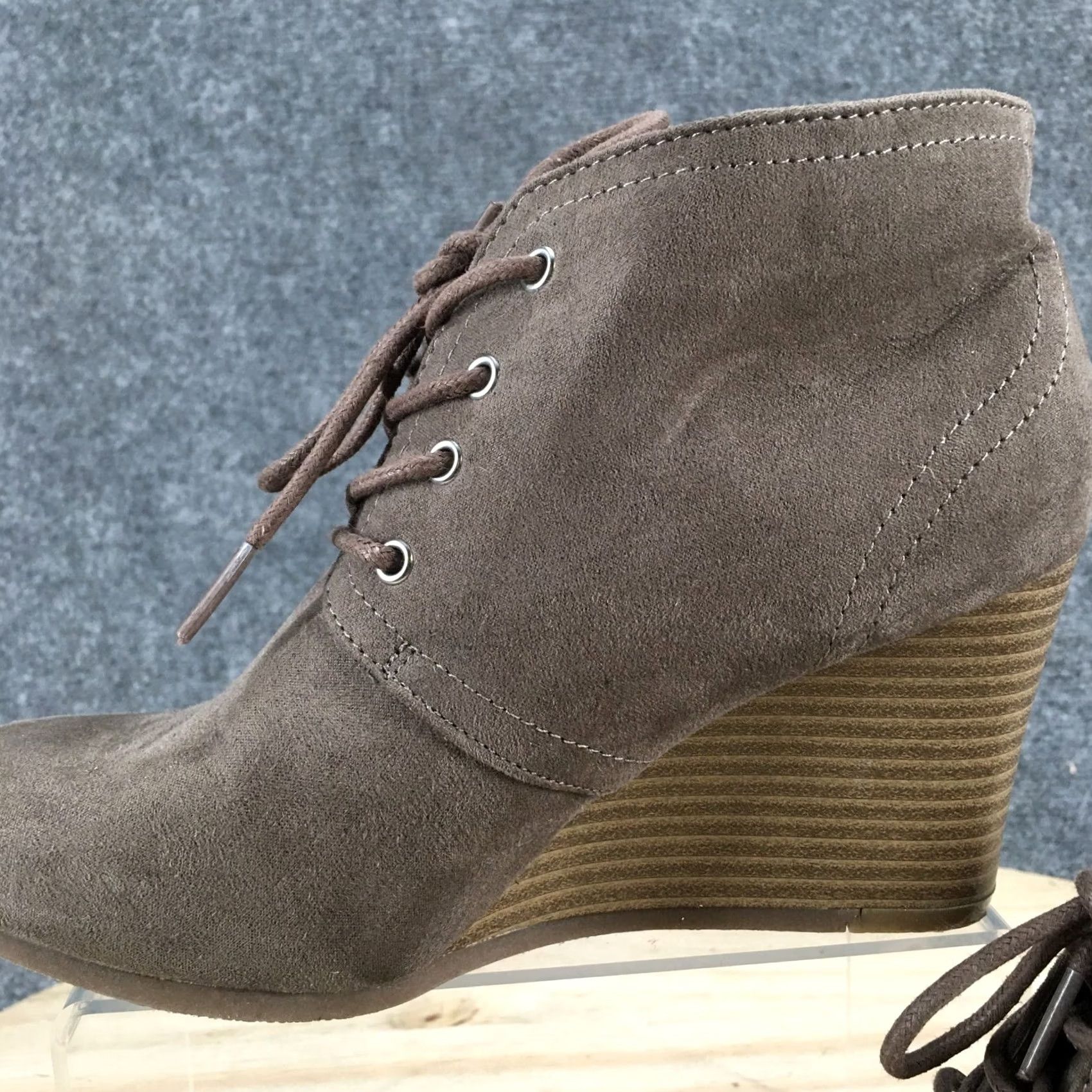Vintage Arizona Boots Womens 6.5 M Larence Chukka Brown Faux Suede Wedge Lace Up Shoes Size US 7 / IT 37 - 4 Thumbnail