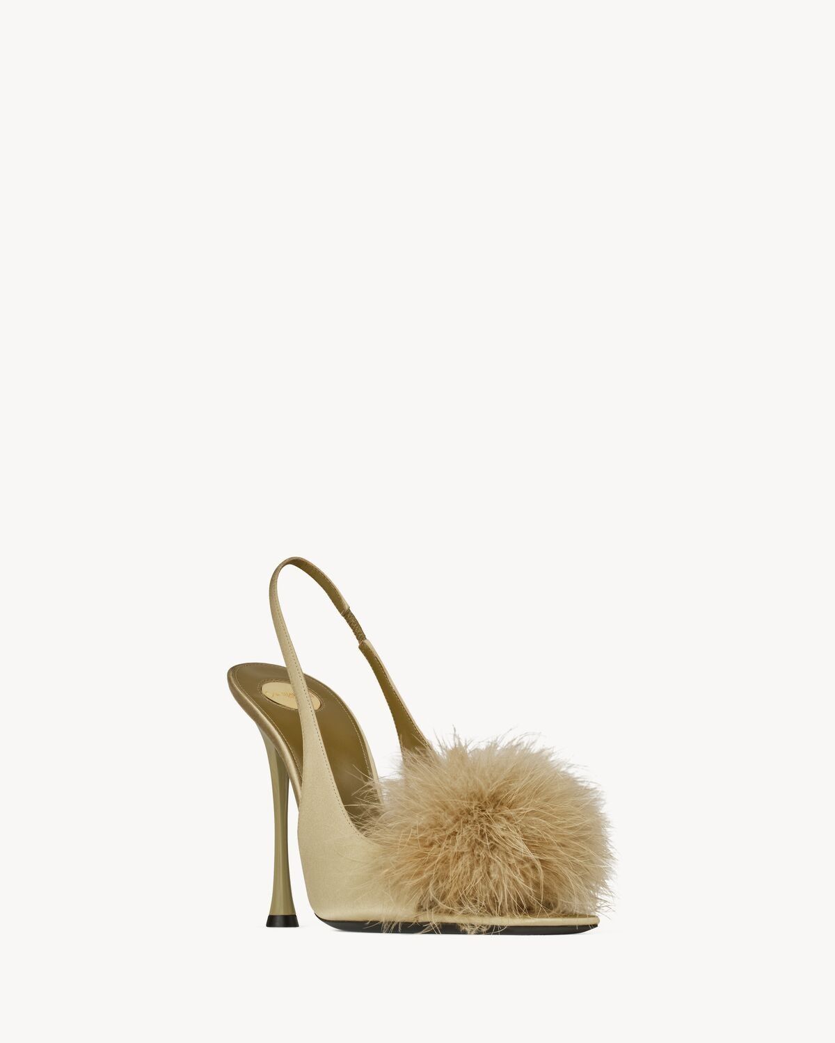 Saint Laurent Paris o1s1wg111225 805757 Paradis-Sandals in Satin and Feathers Size US 10 / IT 40 - 3 Thumbnail