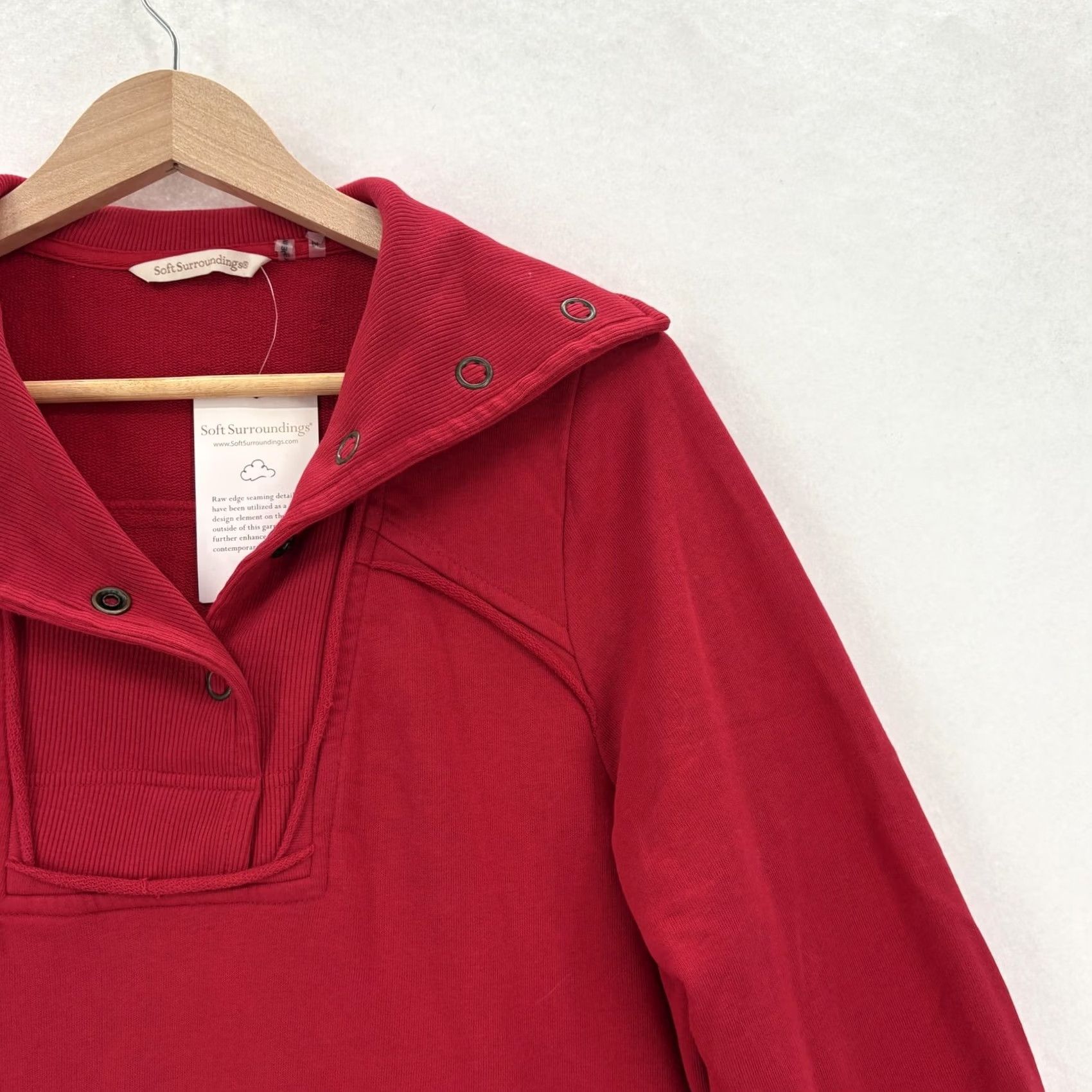 Soft Surroundings Soft Surroundings Sweatshirt Tunic Womens PL Red Cotton Knit Long Sleeve Casual Fall Womens Size L / US 10 / IT 46 - 2 Thumbnail