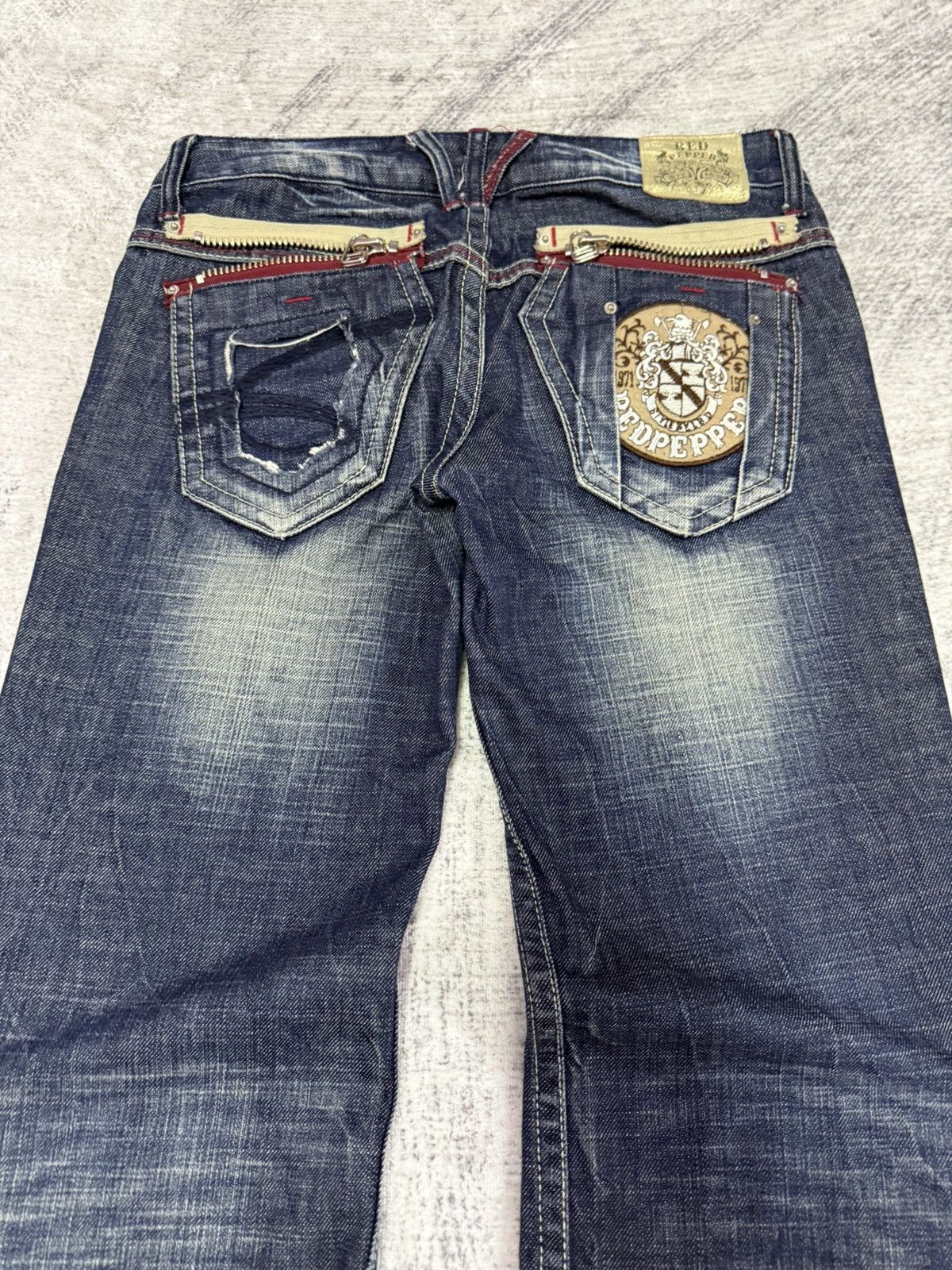 Japanese Brand × Tete Homme × semanticdesign Red Pepper Japan Heavy Wash Low Rise Flared Jeans Size US 29 - 4 Thumbnail