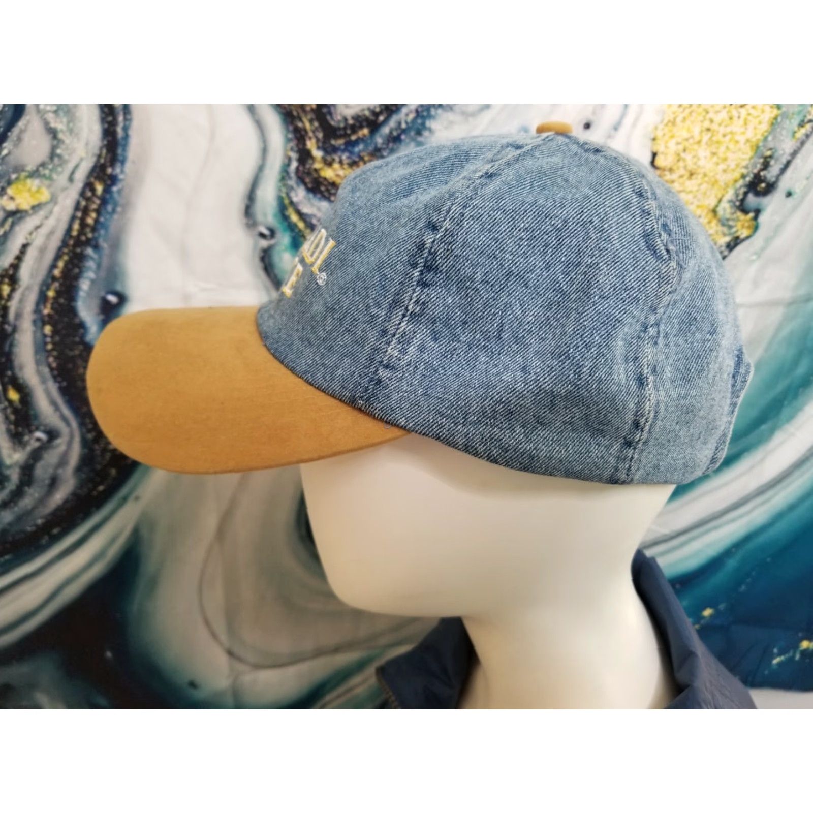 Vintage Vintage Bacardi Spiced Rum Denim Suede Dad Hat Adult Adjustable Blue Cap Hats Mens Size ONE SIZE - 2 Thumbnail