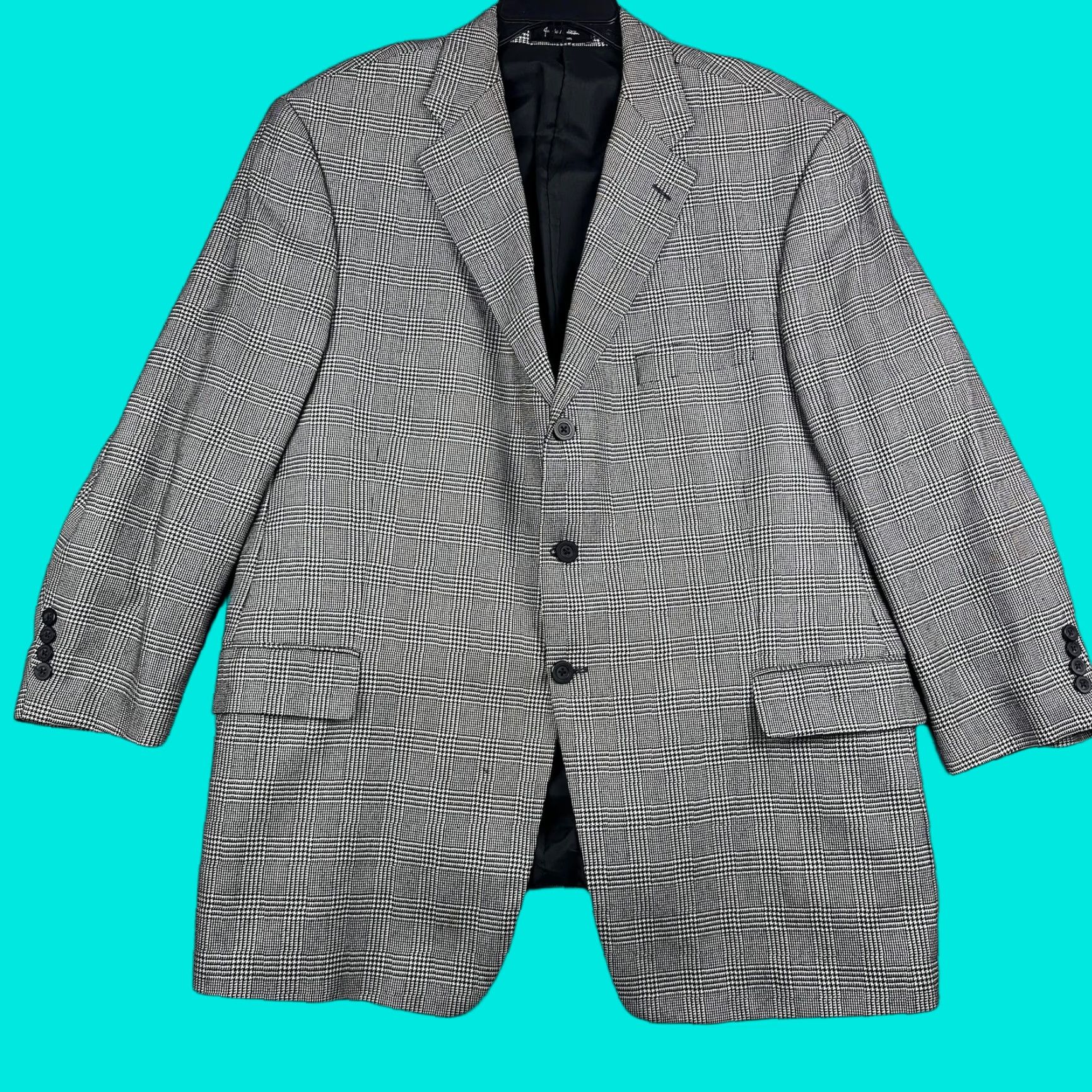Nordstrom VINTAGE John W. Nordstrom Loro Piana Blazer Mens 48R Gray Plaid Cashmere 3 Button Coat Size 48R - 1 Thumbnail