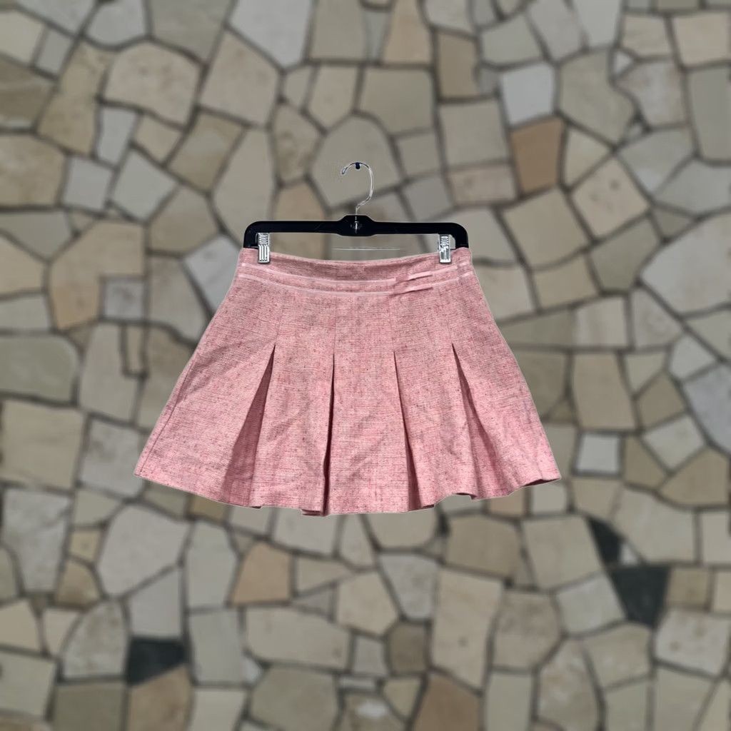 Pinko Liquid Pink Pleated Mini Skirt Women's 2, Short, Cotton Linen Silk Viscose Polyester Blend, Zip Closure, Dry Clean, Casual Vintage: No, 90s? Size 26" / US 2 / IT 38 - 1 Thumbnail