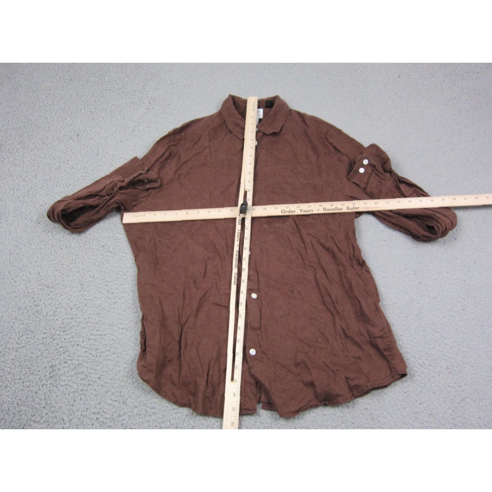 H&M H&M Shirt Adult Large Brown Linen Button-Up Mens Casual 90s Preppy Regular Fit Shut Up Size US L / EU 52-54 / 3 - 6 Thumbnail