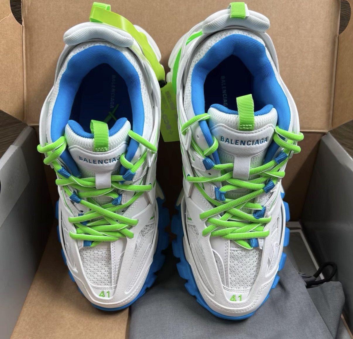 Balenciaga Balenciaga Track White Green Blue Dad Sneakers J41 Size US 8 / EU 41 - 2 Thumbnail