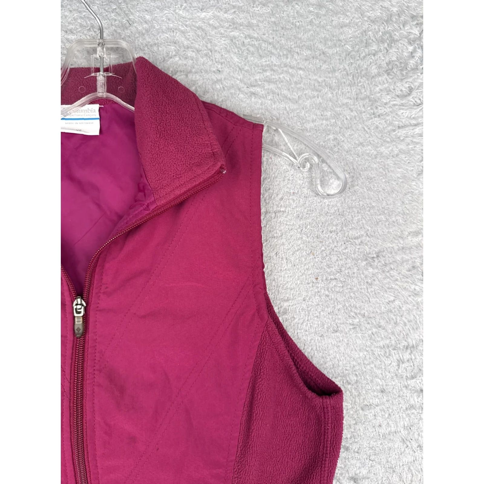 Layer 8 Columbia Vest XS Pink Full Zip Fleece Softshell Outdoor Hiking Layer Womens Size XS / US 0-2 / IT 36-38 - 2 Thumbnail