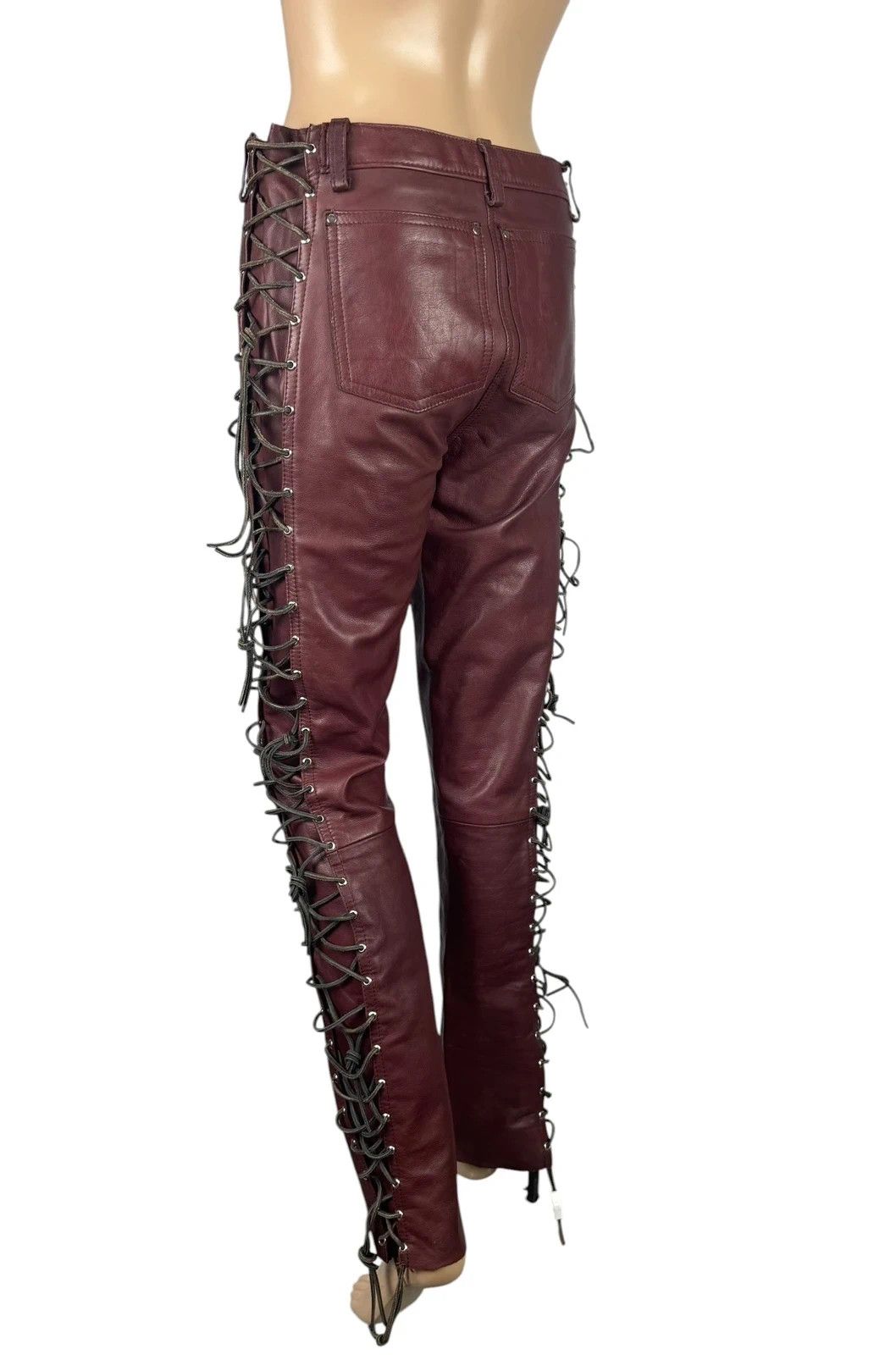 Other Vintage Genuine Leather Pants Lace Up Size 28" / US 6 / IT 42 - 5 Thumbnail