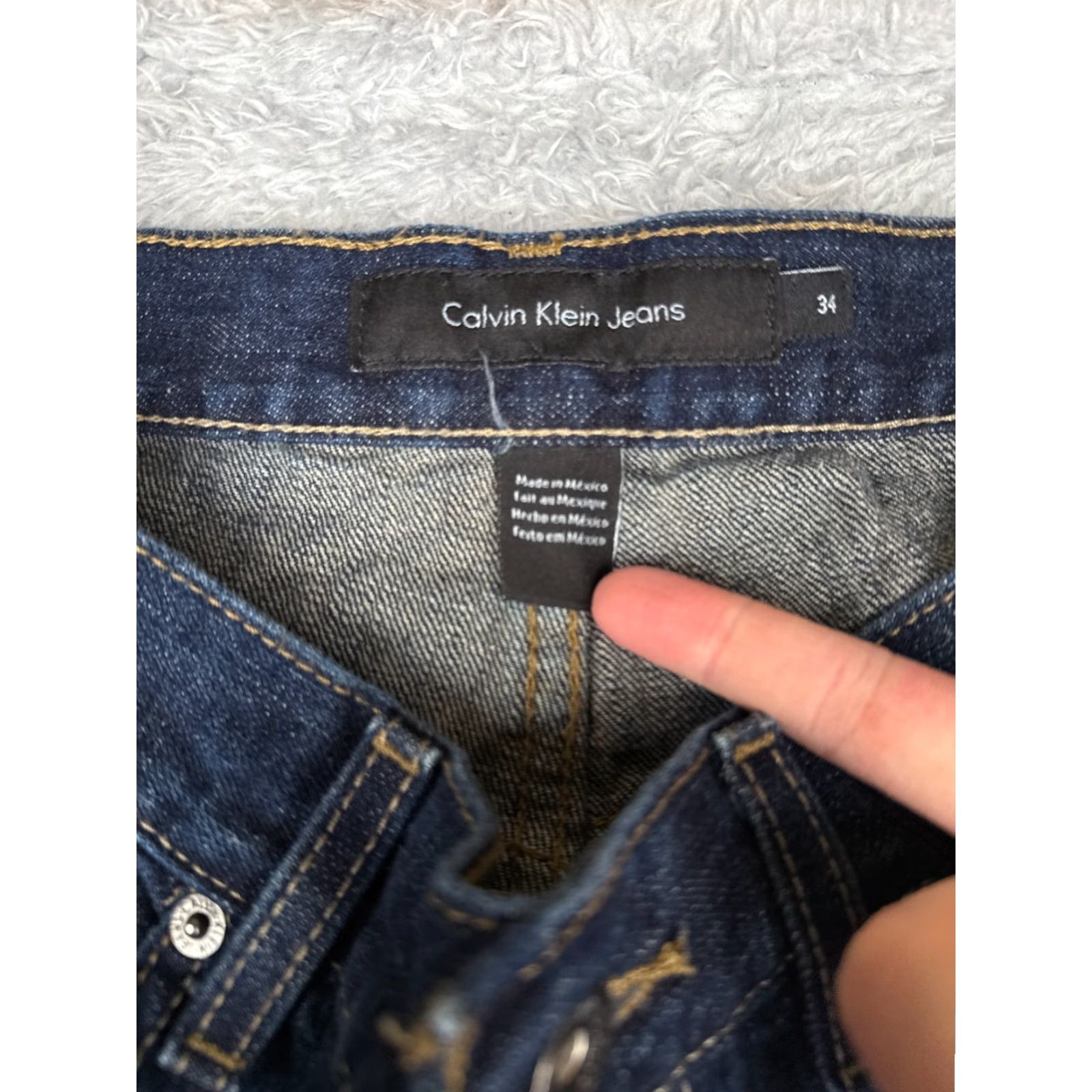Calvin Klein Calvin Klein Jeans Men 34x33 Blue Denim Slim Straight Zip Fly Dark Cotton Blend Size US 34 / EU 50 - 6 Thumbnail