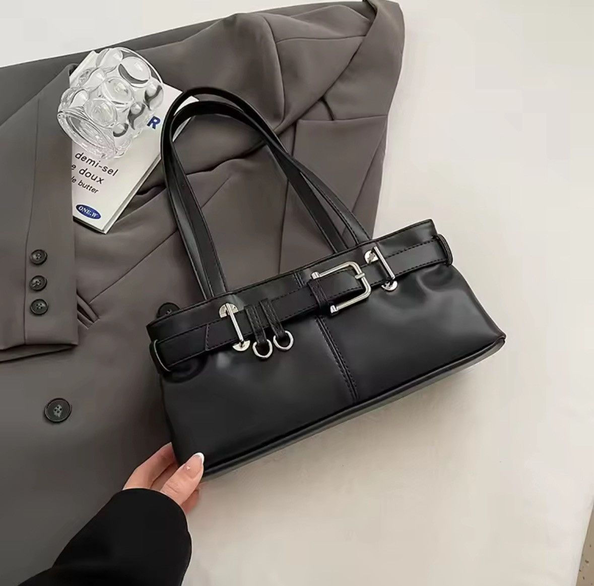Other LEFTSIDE Small PU Leather Solid Color Underarm Bags Size ONE SIZE - 3 Thumbnail