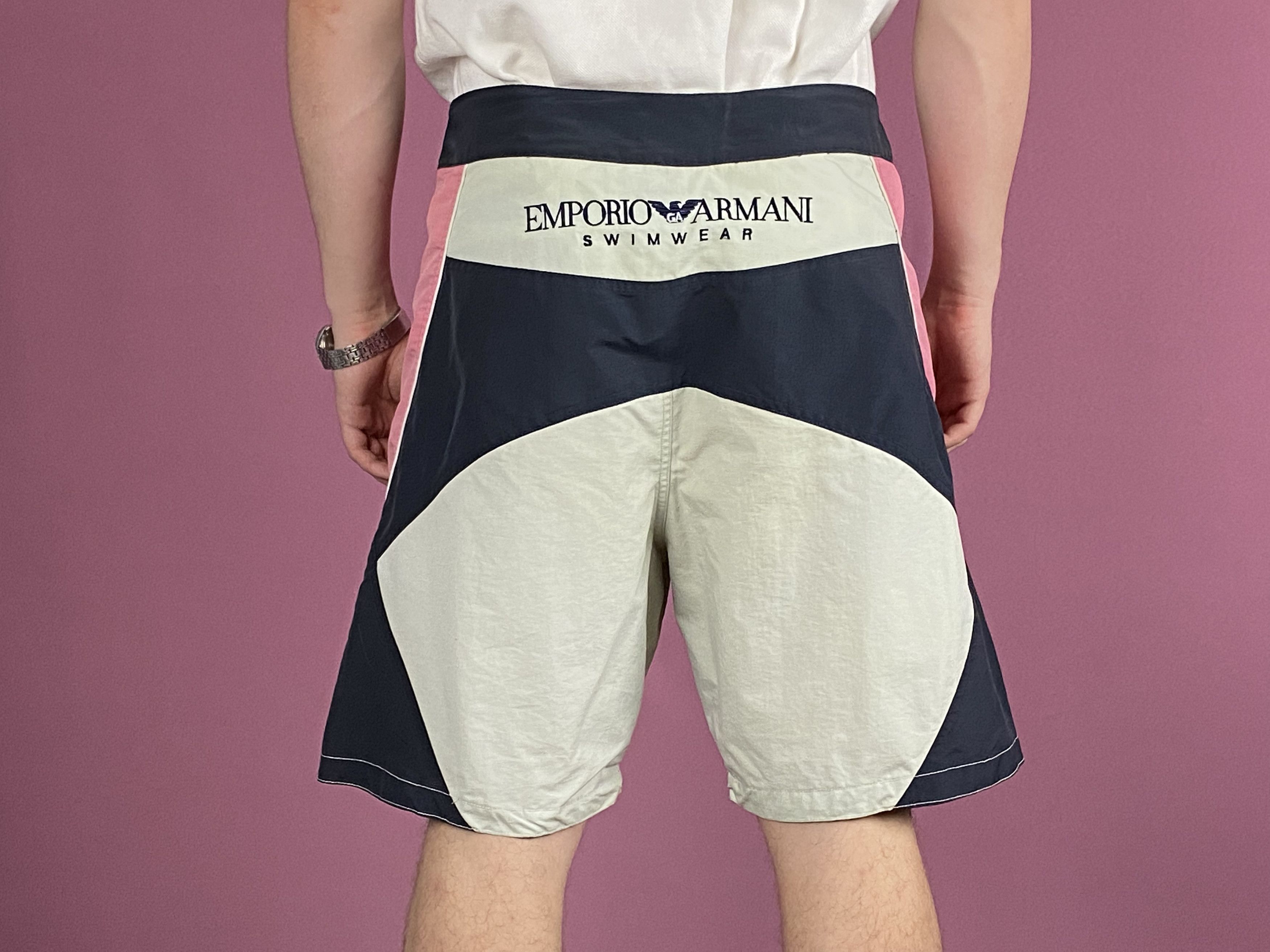 Armani × Emporio Armani × Giorgio Armani 80s Emporio Armani Vintage Men's Swim Shorts - XXL Size US 38 / EU 54 - 3 Thumbnail