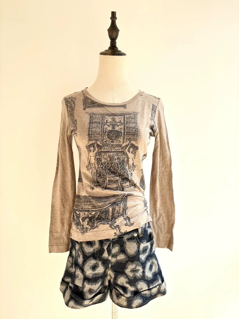 Vivienne Westwood Beige vintage printed T-shirt with leopa