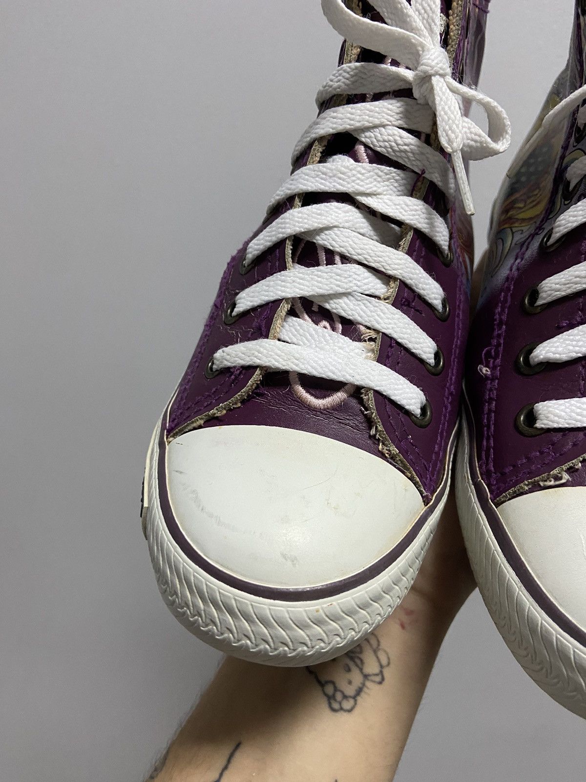 Ed Hardy × Vintage Ed Hardy vintage hi Top Sneakers print logo girl mermaid 🧜‍♀️ Size US 7 / IT 37 - 10 Thumbnail