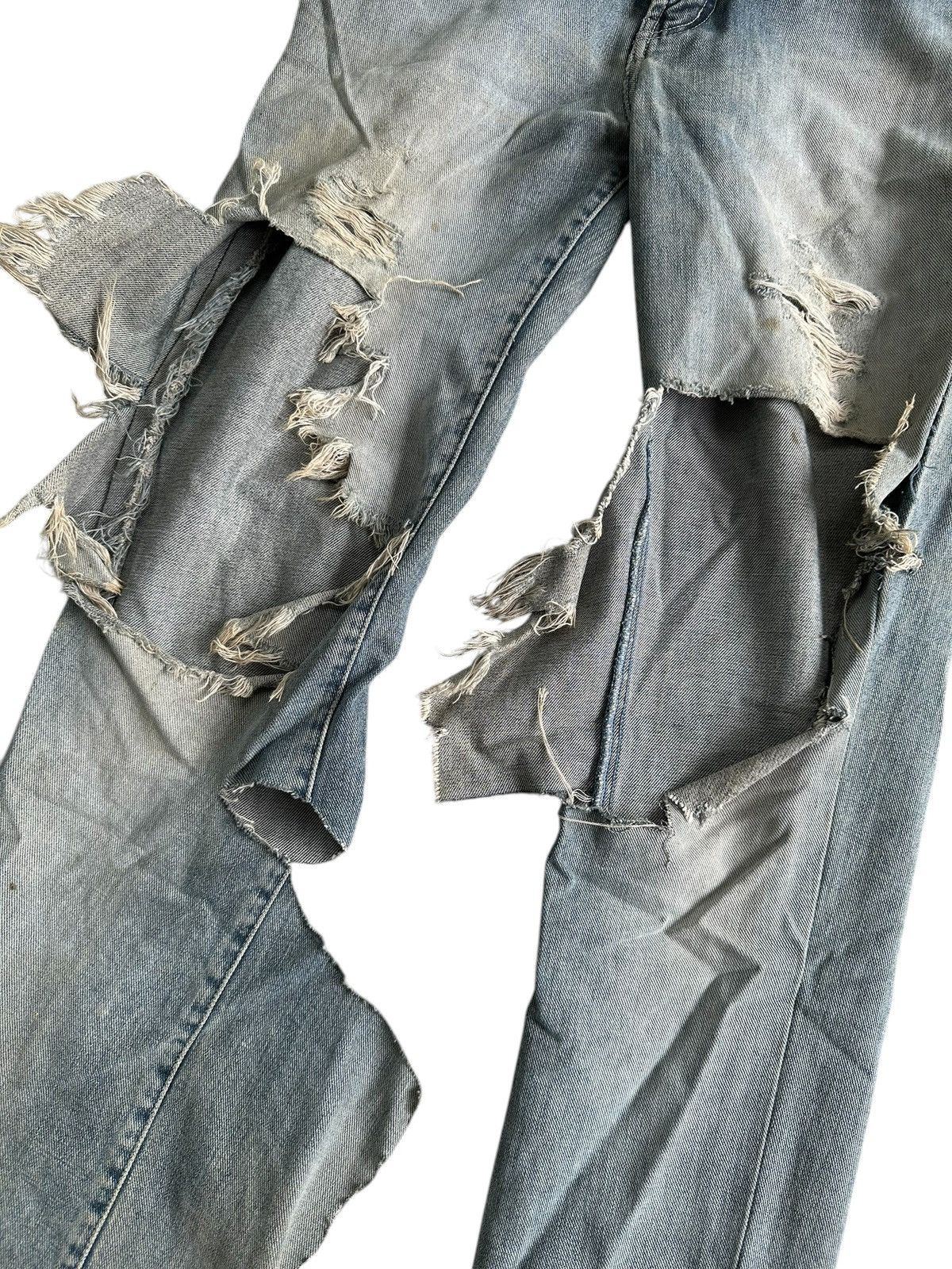 Drain Gang SICK DISTRESSED JEANS CRAZY WASHED HOMELESS PUNK STYLE Size US 30 / EU 46 - 4 Thumbnail