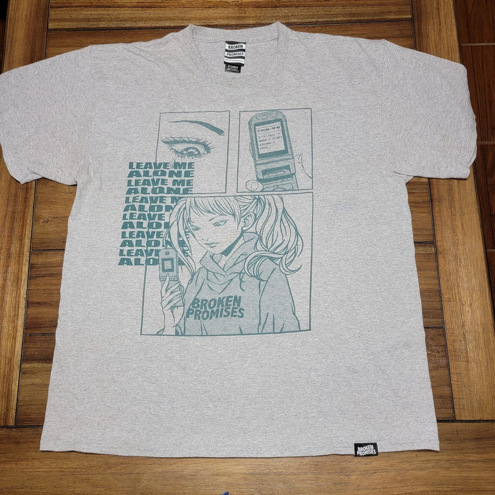 Broken Promises Co. Broken Promises Grey Unisex Tee "Leave Me Alone" - Size XL Size XL / US 12-14 / IT 48-50 - 1 Thumbnail