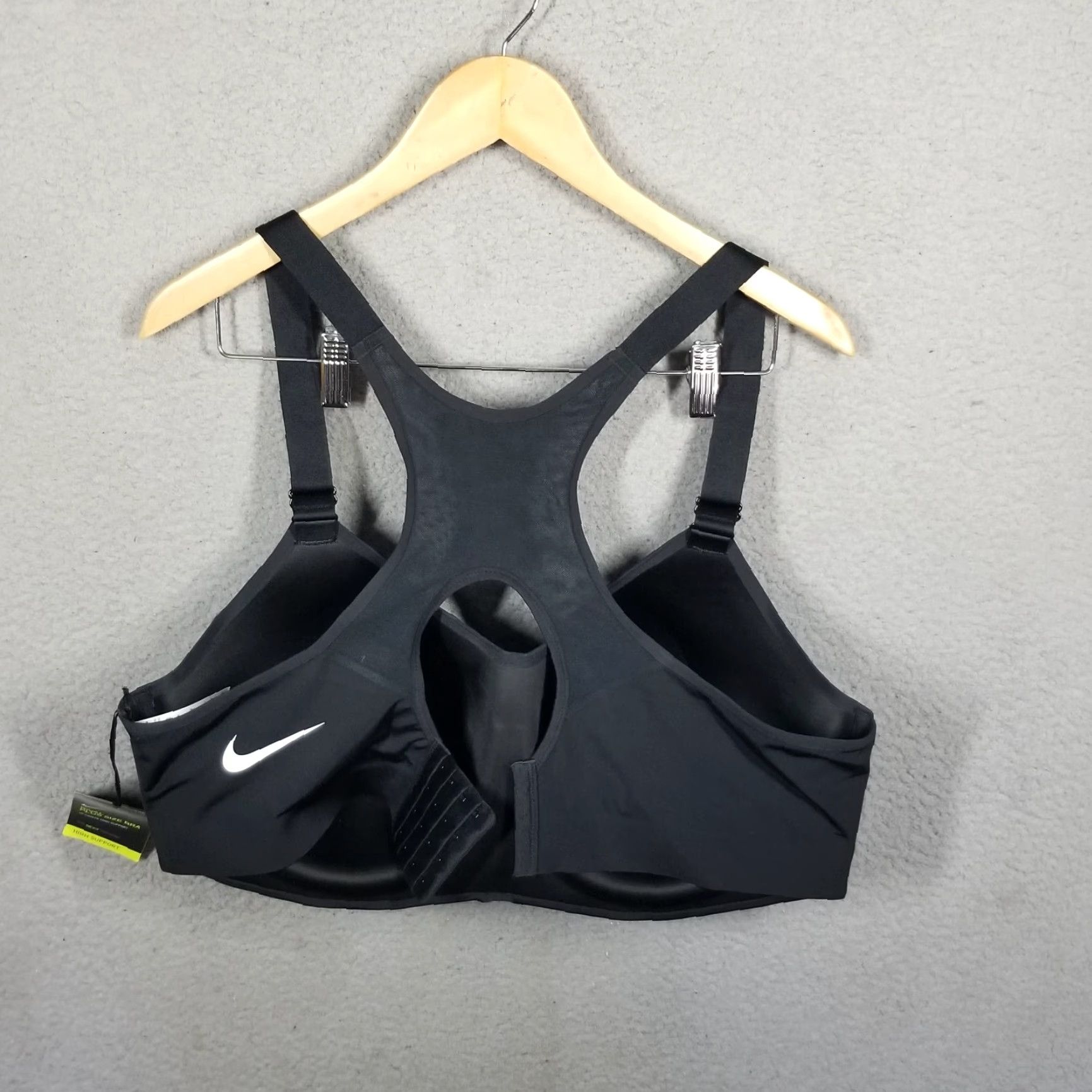 Nike VINTAGE Nike Sports Bra Womens Plus Size 44DD High Support Racerback Black Activewear Size ONE SIZE - 2 Thumbnail