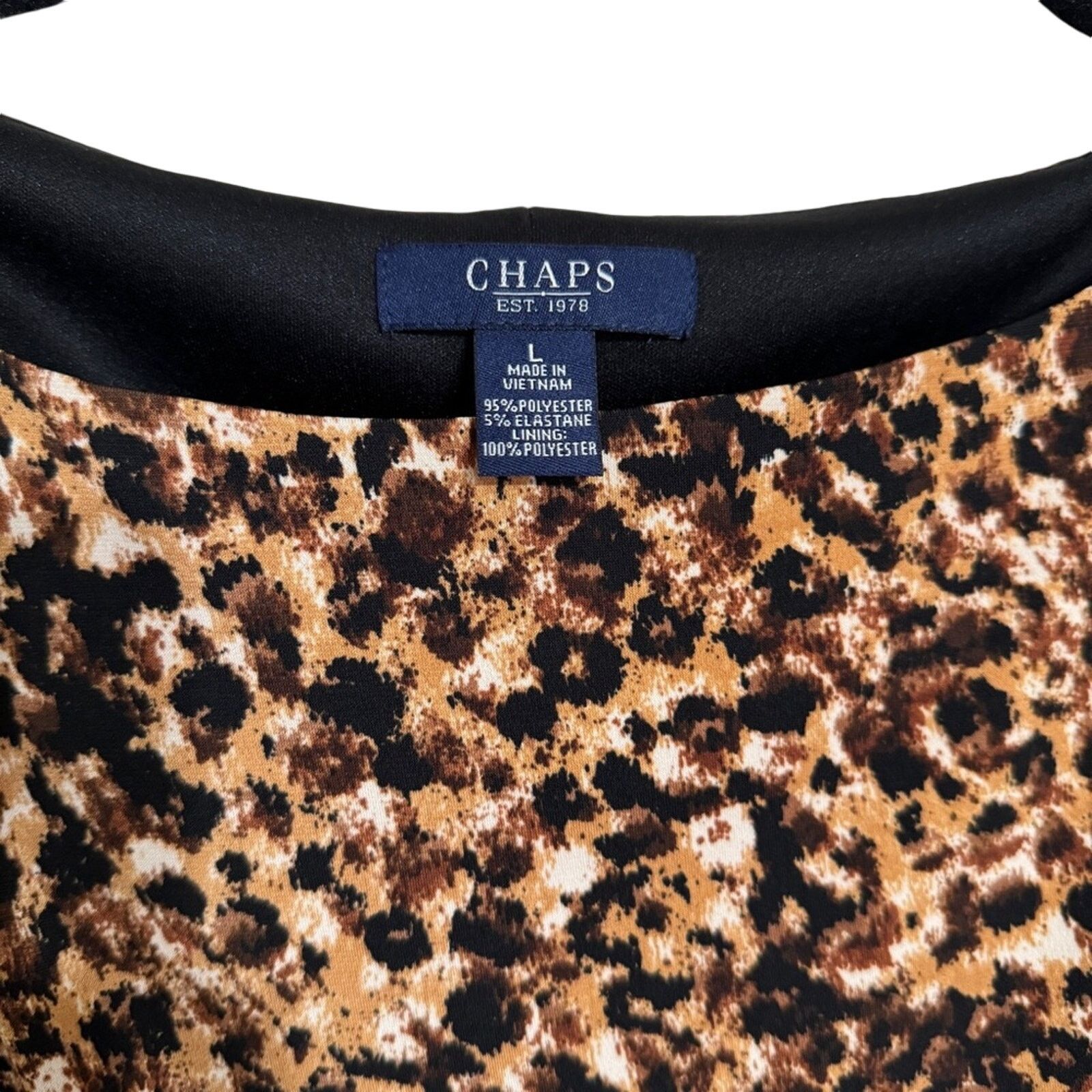 Chaps Chaps Leopard Ruched Midi Dress 3/4 Sleeve Tan Black Size L Size L / US 10 / IT 46 - 3 Thumbnail
