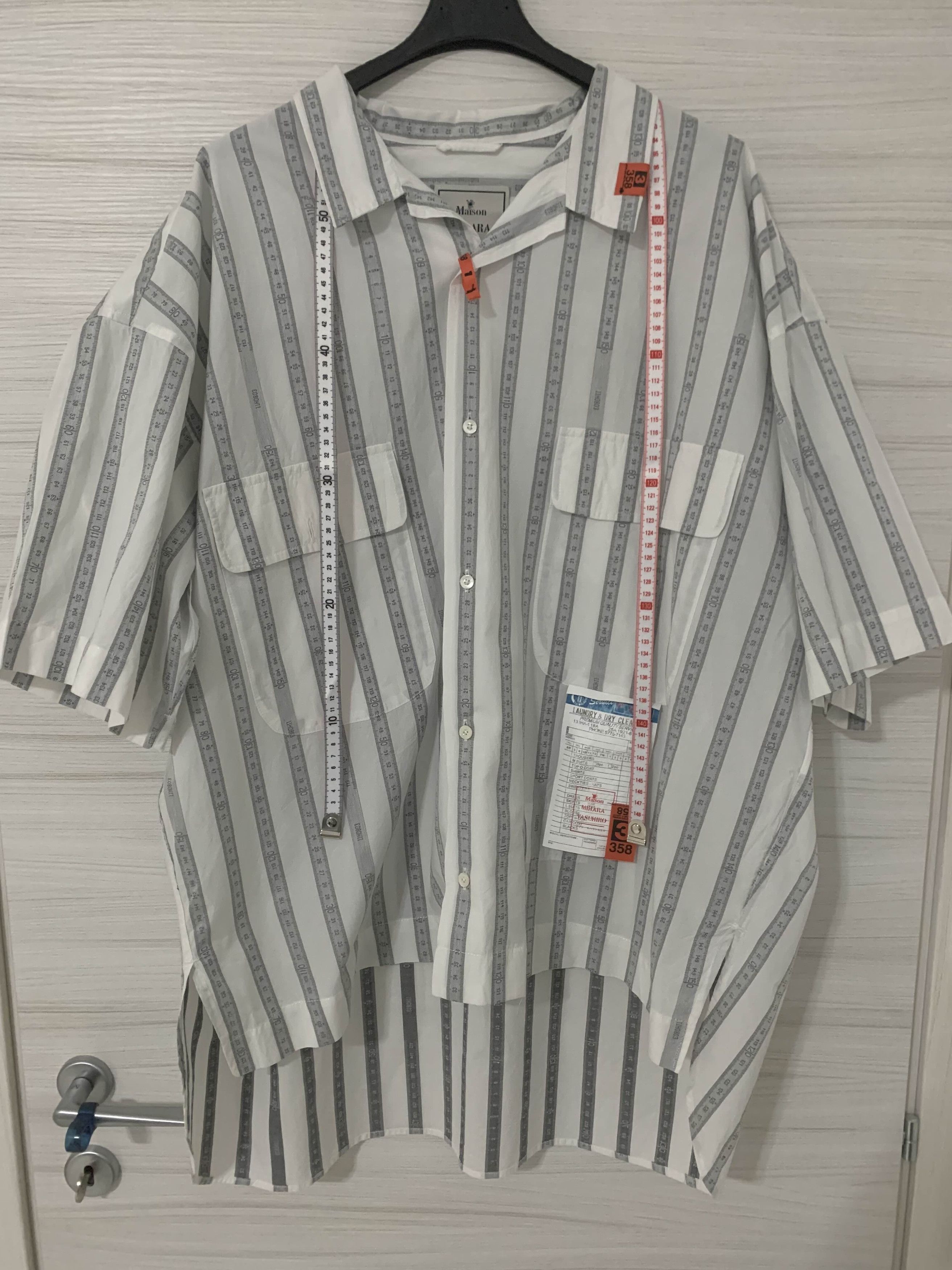 Maison MIHARA YASUHIRO Mihara Yasuhiro Striped Print Oversize Shirt measuring tape Size US XL / EU 56 / 4 - 1 Thumbnail