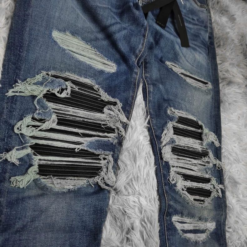 Amiri Amiri 16AW MX1 Blue Patch Leather jeans Size US 28 / EU 44 - 1 Thumbnail