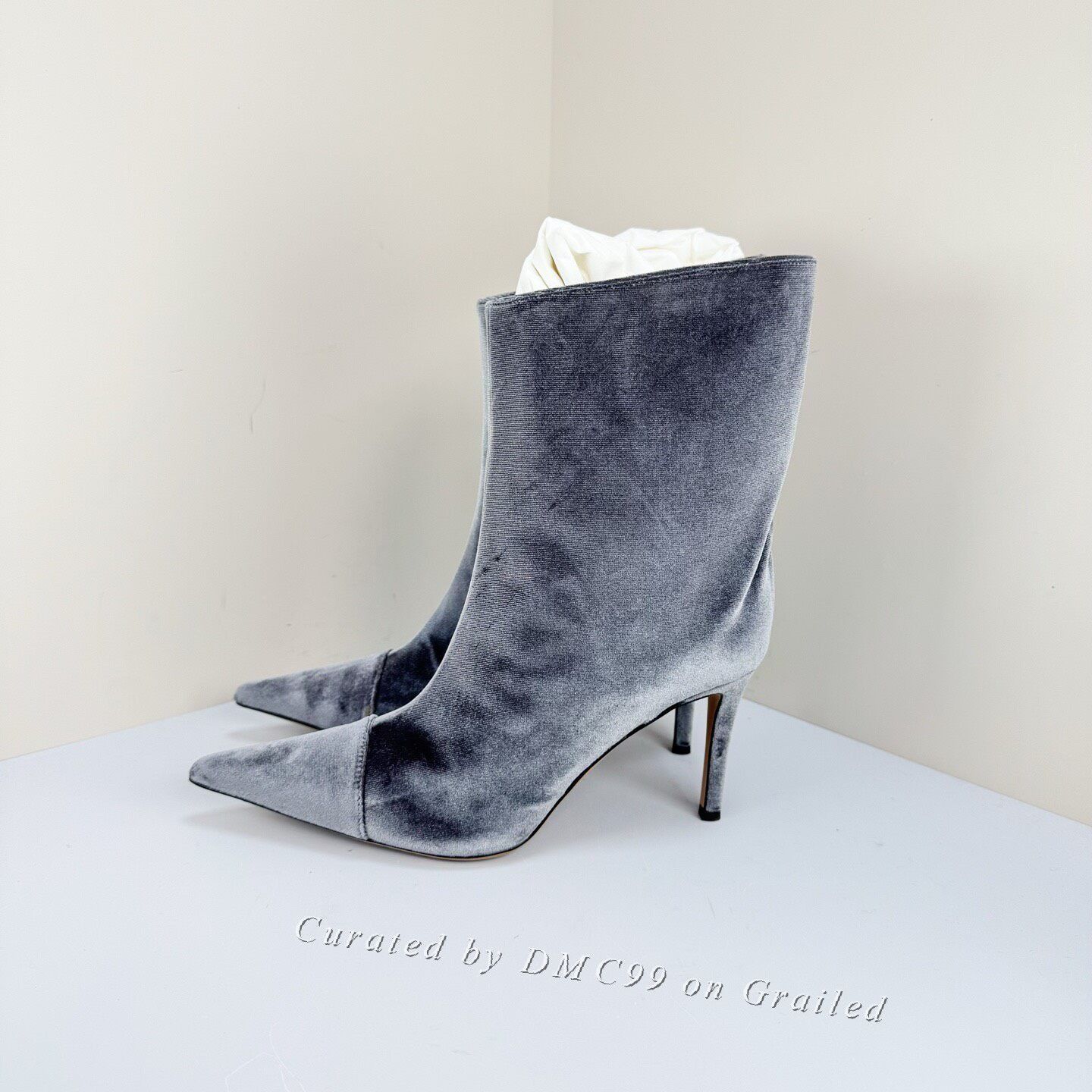 Alexandre Vauthier Alexandre Vauthier Gray Velvet Pointed Heels Size US 6 / IT 36 - 1 Thumbnail