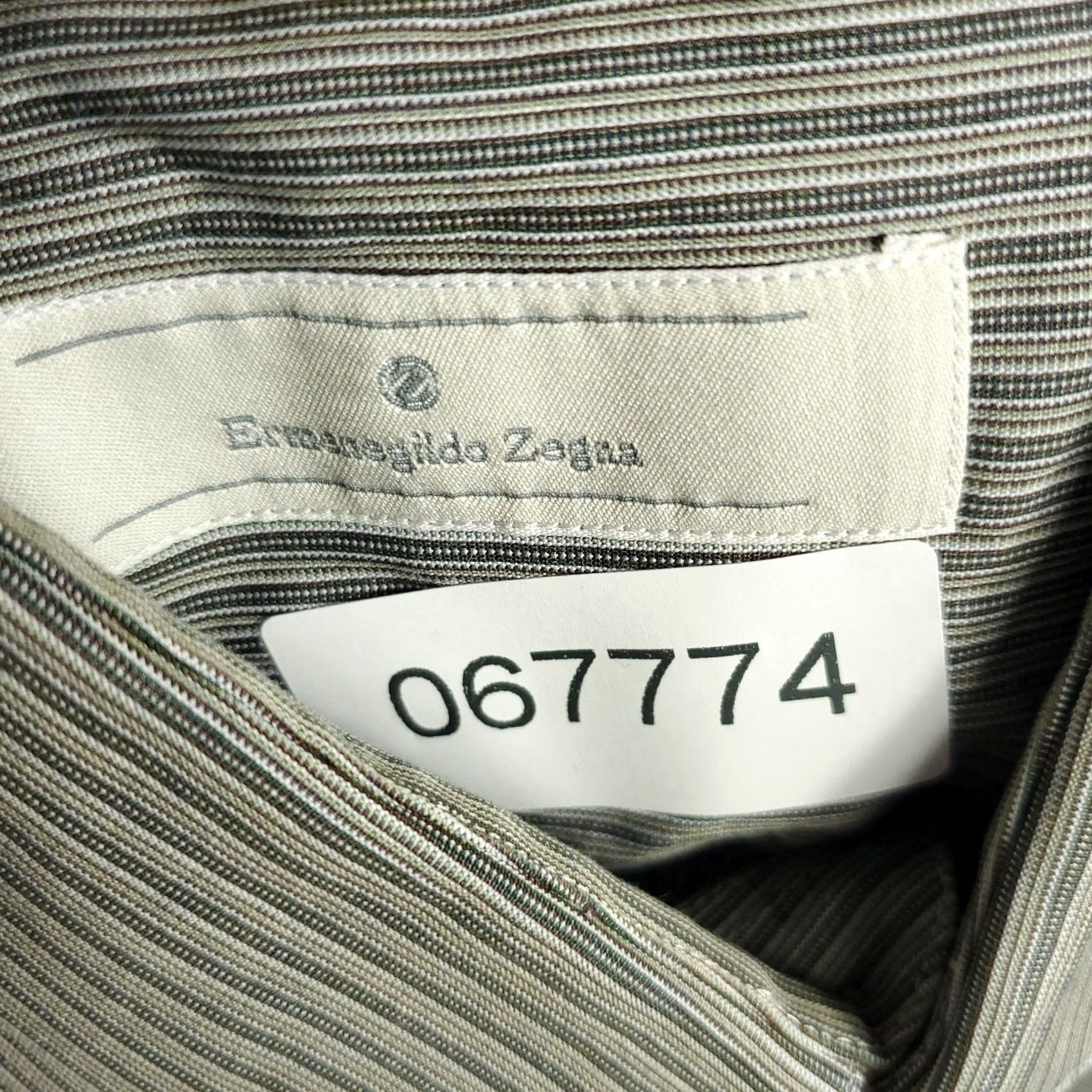 Ermenegildo Zegna Ermenegildo Zegna Shirt Mens 16.5 41 Beige Gray Striped Dress Button Up Size 46R - 7 Thumbnail