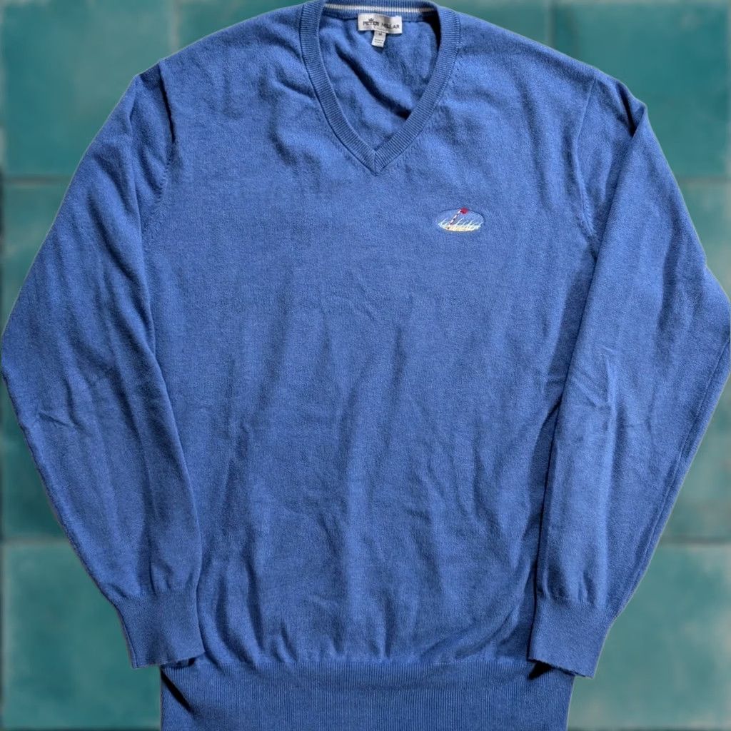 Peter Millar Peter Millar Sweater Shirt Mens V-Neck Blue Silk /Cashmere/Cotton Knit Embroidered Logo Regular XS? Size US M / EU 48-50 / 2 - 1 Thumbnail