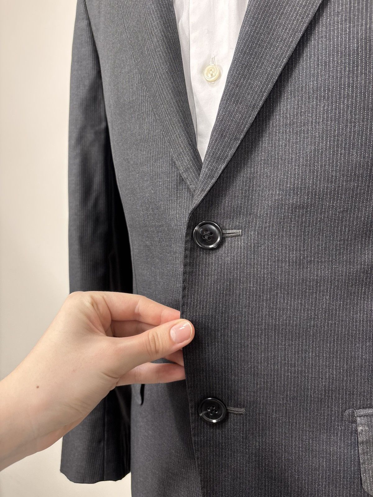 Suitsupply Suitsupply Napoli Men’s Grey Pinstripe Wool Blazer Jacket Size 38R - 3 Thumbnail