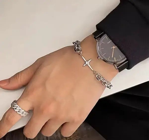 Jewelry Gothic Star Bracelet Silver Vintage Bracelet Y2K Size ONE SIZE - 3 Thumbnail