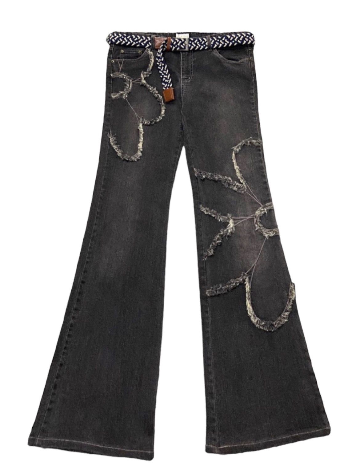 If Six Was Nine × Japanese Brand × Le Grande Bleu (L.G.B.) Vintage Emma James Art Reworked Plait Belt Flare Jeans Size US 31 - 1 Thumbnail