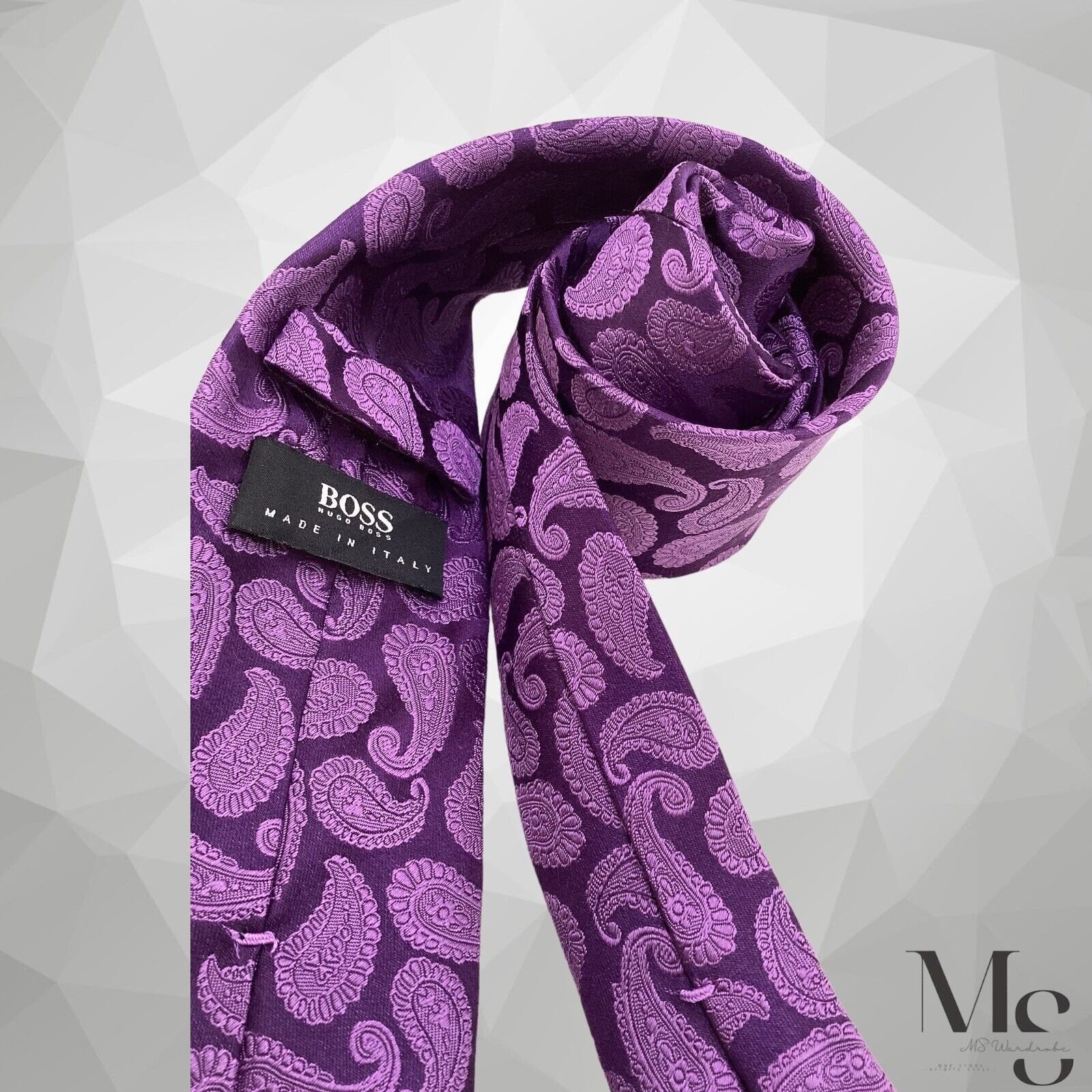 Hugo Boss BOSS HUGO BOSS XL Purple Paisley Luxury Silk Tie Italy Size ONE SIZE - 3 Thumbnail