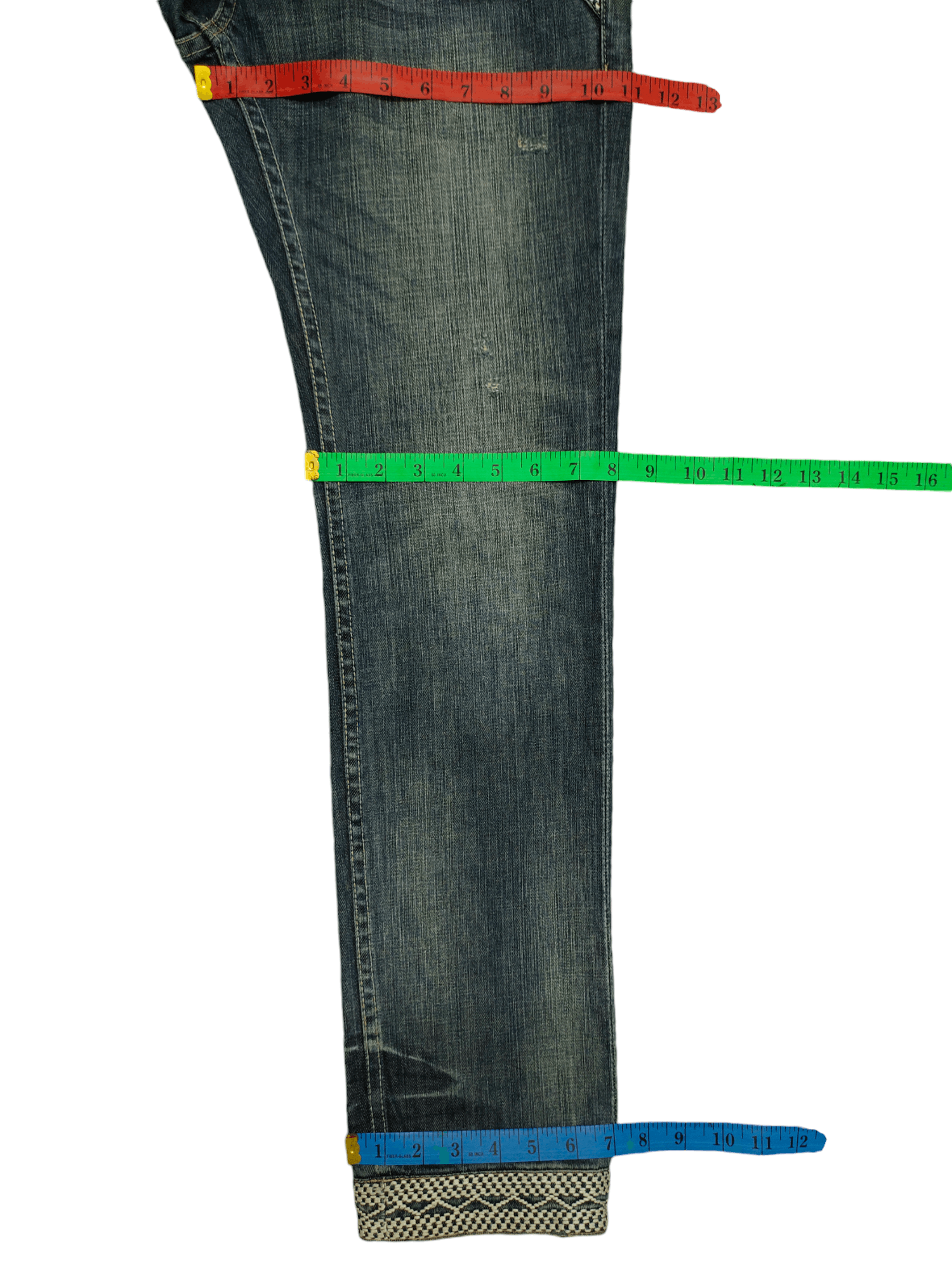 Morgan Homme Vintage Morgan Homme Japan sashiko Embroider Distress Jeans Size US 30 / EU 46 - 10 Thumbnail