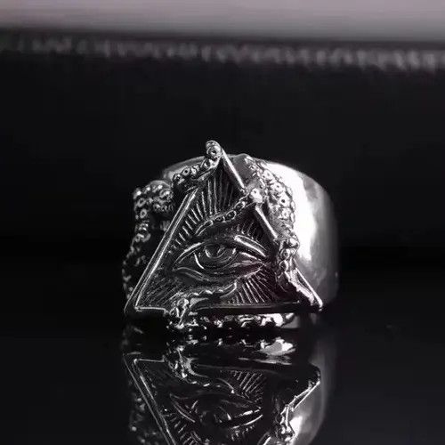Jewelry × Vintage Vintage Third Eye Ring Silver Illuminati Punk Art Trippy Size ONE SIZE - 2 Thumbnail