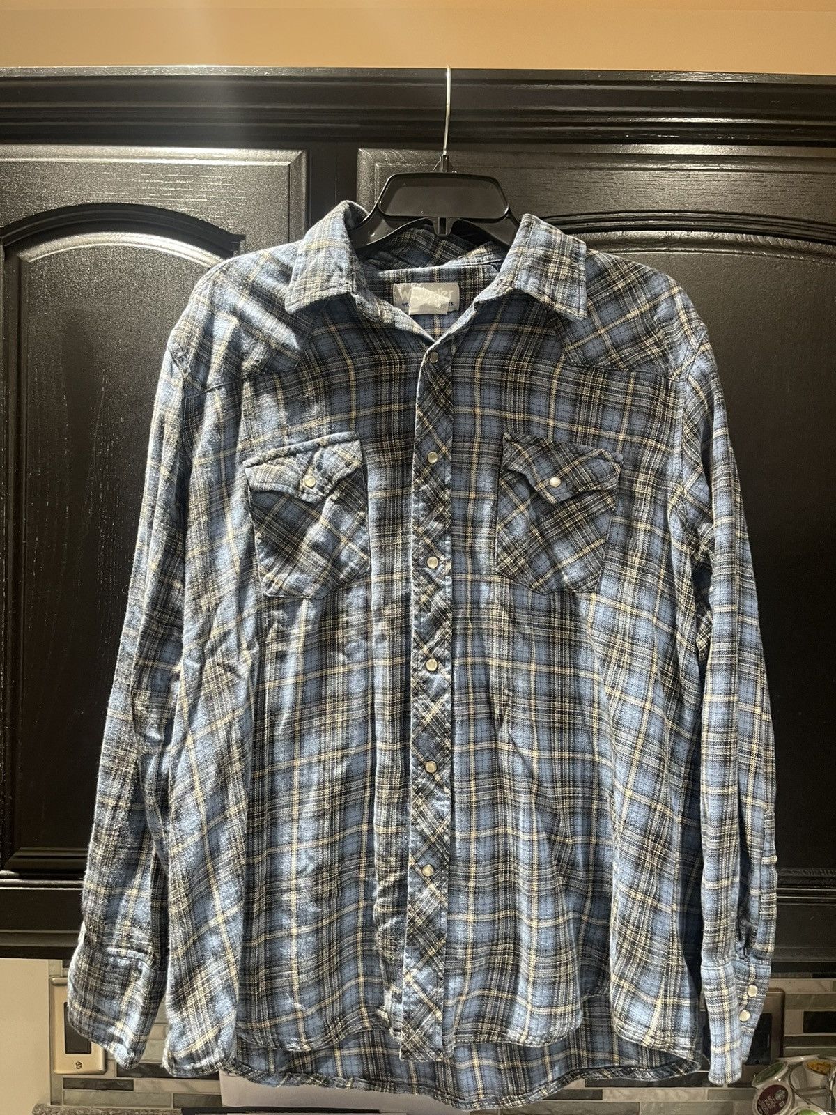 Wrangler Wrangler Wrancher Western Shirt Mens Blue Plaid Flannel Size US XL / EU 56 / 4 - 1 Thumbnail