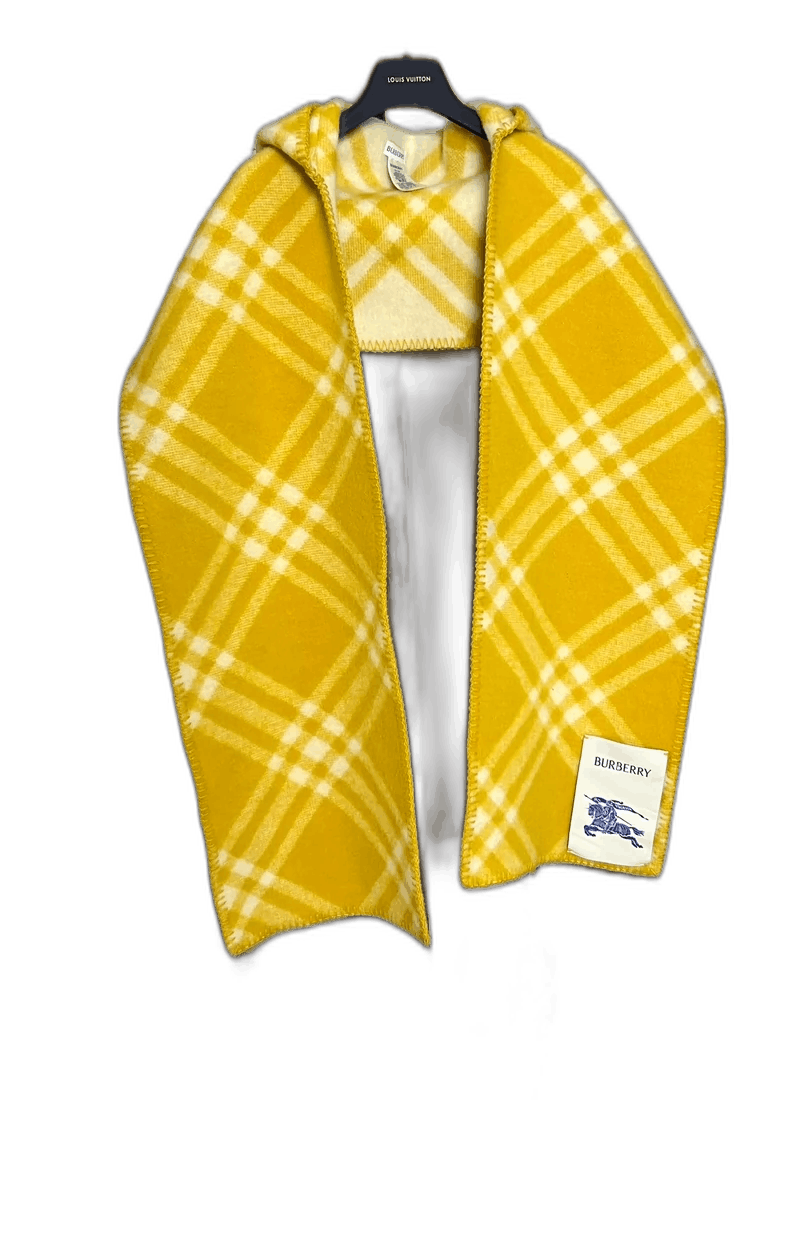 Burberry Burberry Yellow Plaid Hooded Scarf Size ONE SIZE - 1 Thumbnail
