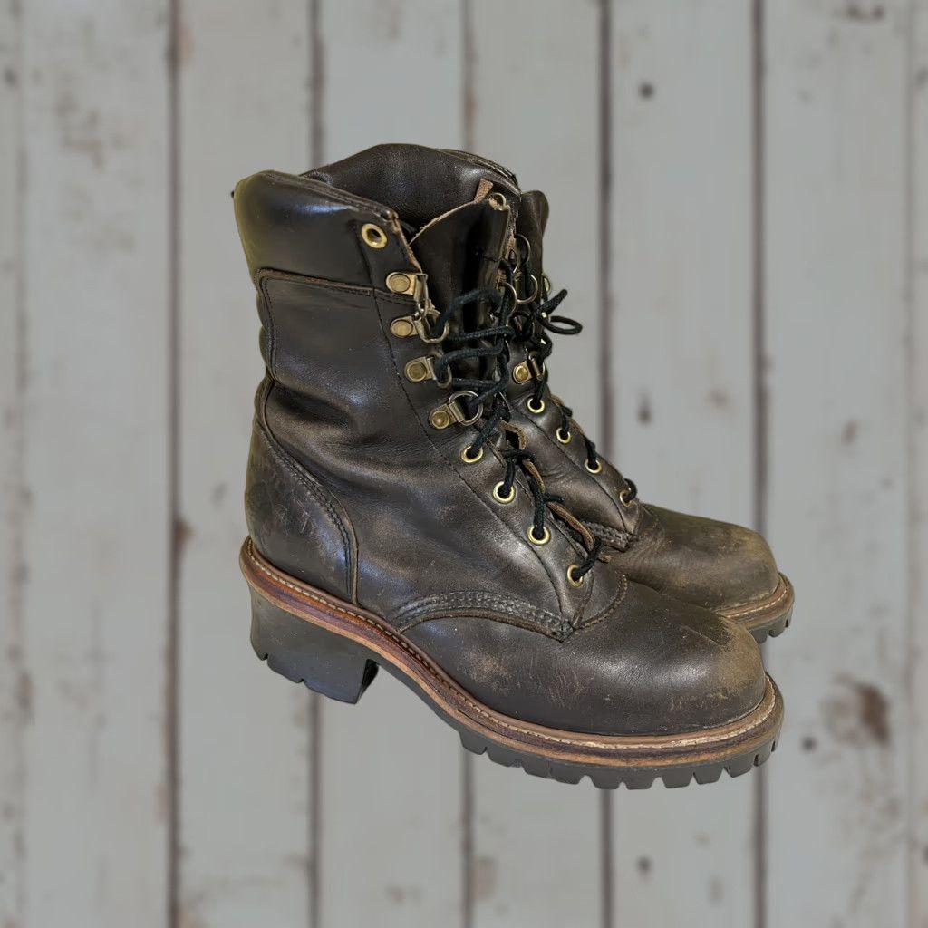 Chippewa VINTAGE Chippewa BOOTS Leather Work & Safety 29417 Men 9E Brown Leather Slip Resistant Cushioned Lace Up Round Toe Vintage 1994 1995 Stock # 29417 Size US 6 / EU 39 - 1 Thumbnail