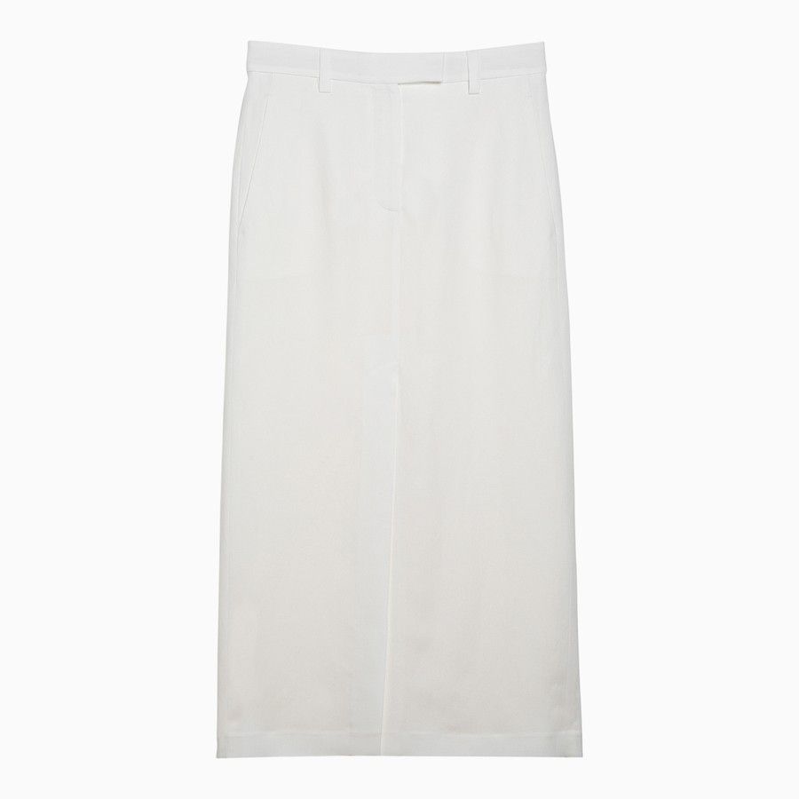 Brunello Cucinelli o1d2blof0824 Linen-Blend Skirt in White Size 27" / US 4 / IT 40 - 1 Thumbnail